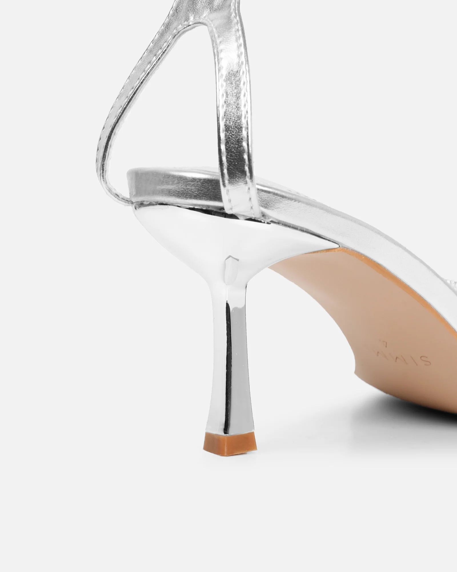 Anha Silver Metallic Diamante Knot Heeled Sandals - Image 3