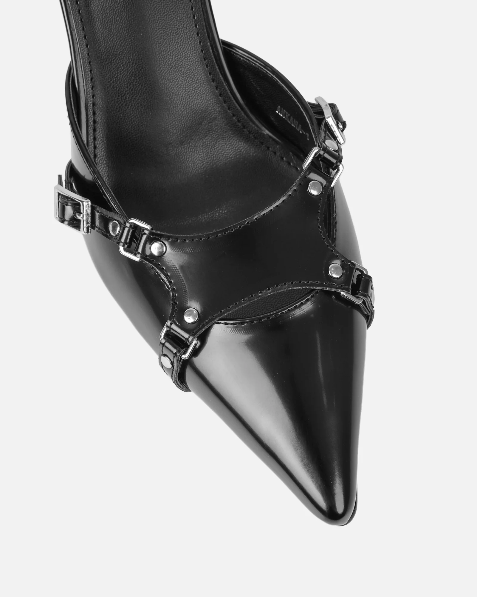 Ankana Black Buckle Detail Mule Court Shoes - Image 4