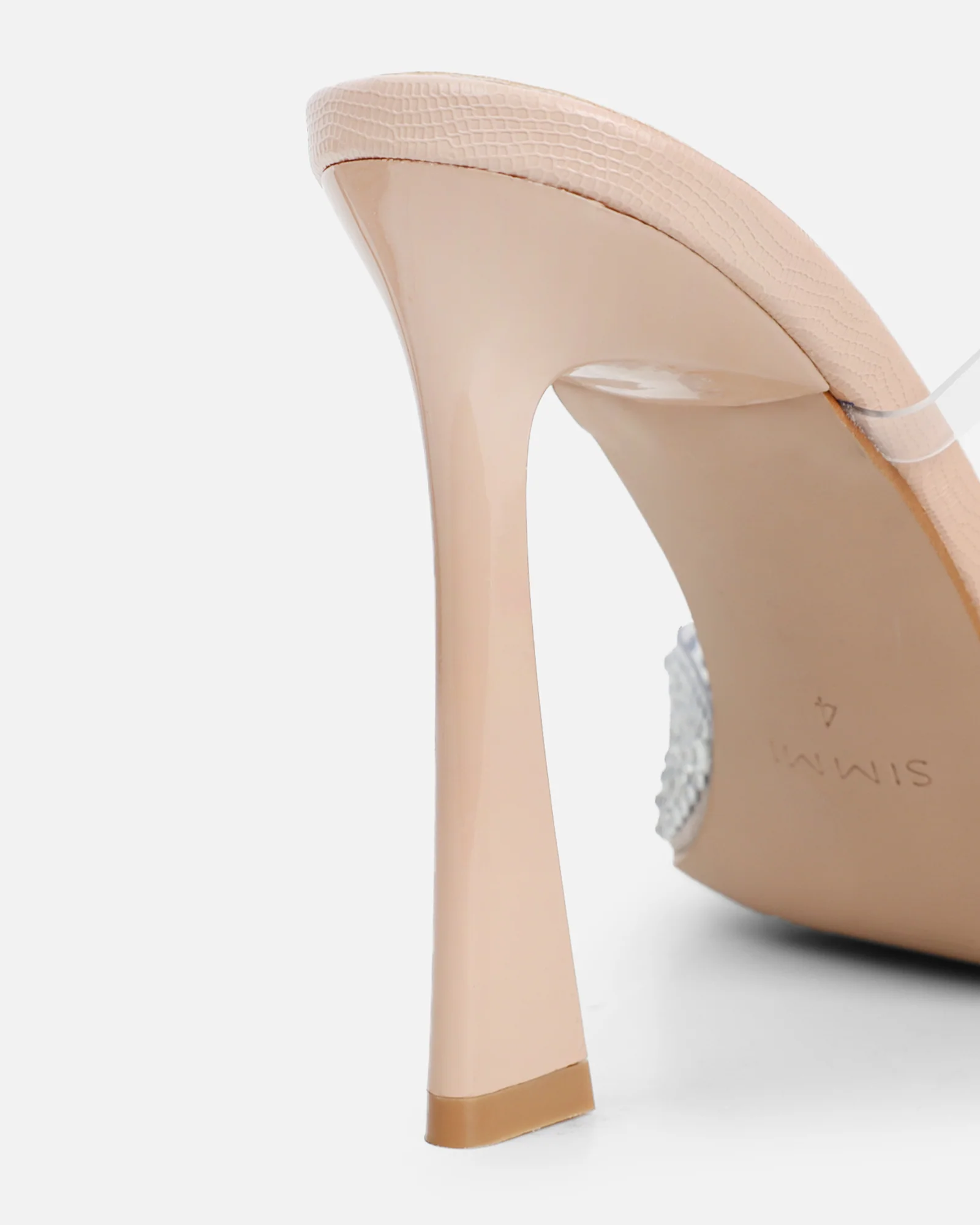 Anouska Nude Lizard Perspex Diamante Mule - Image 3
