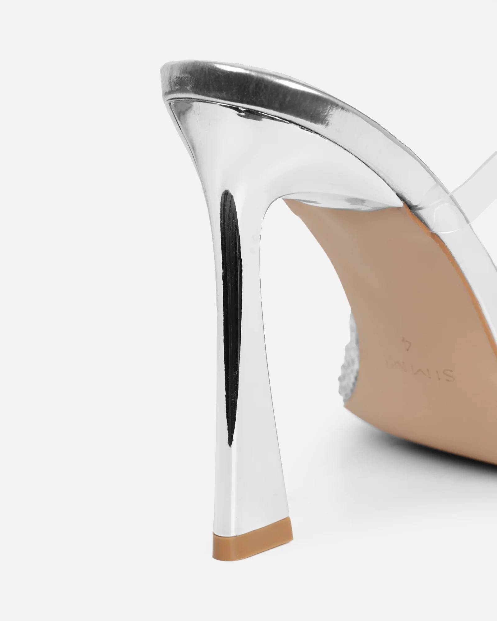 Anouska Silver Mirror Perspex Diamante Mule - Image 3