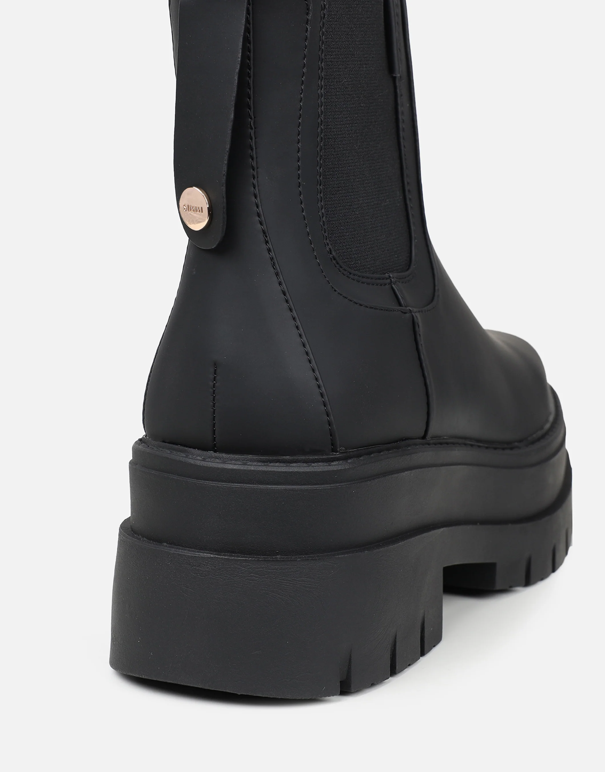 Ansel Black Rubberized Chunky Chelsea Boots - Image 3