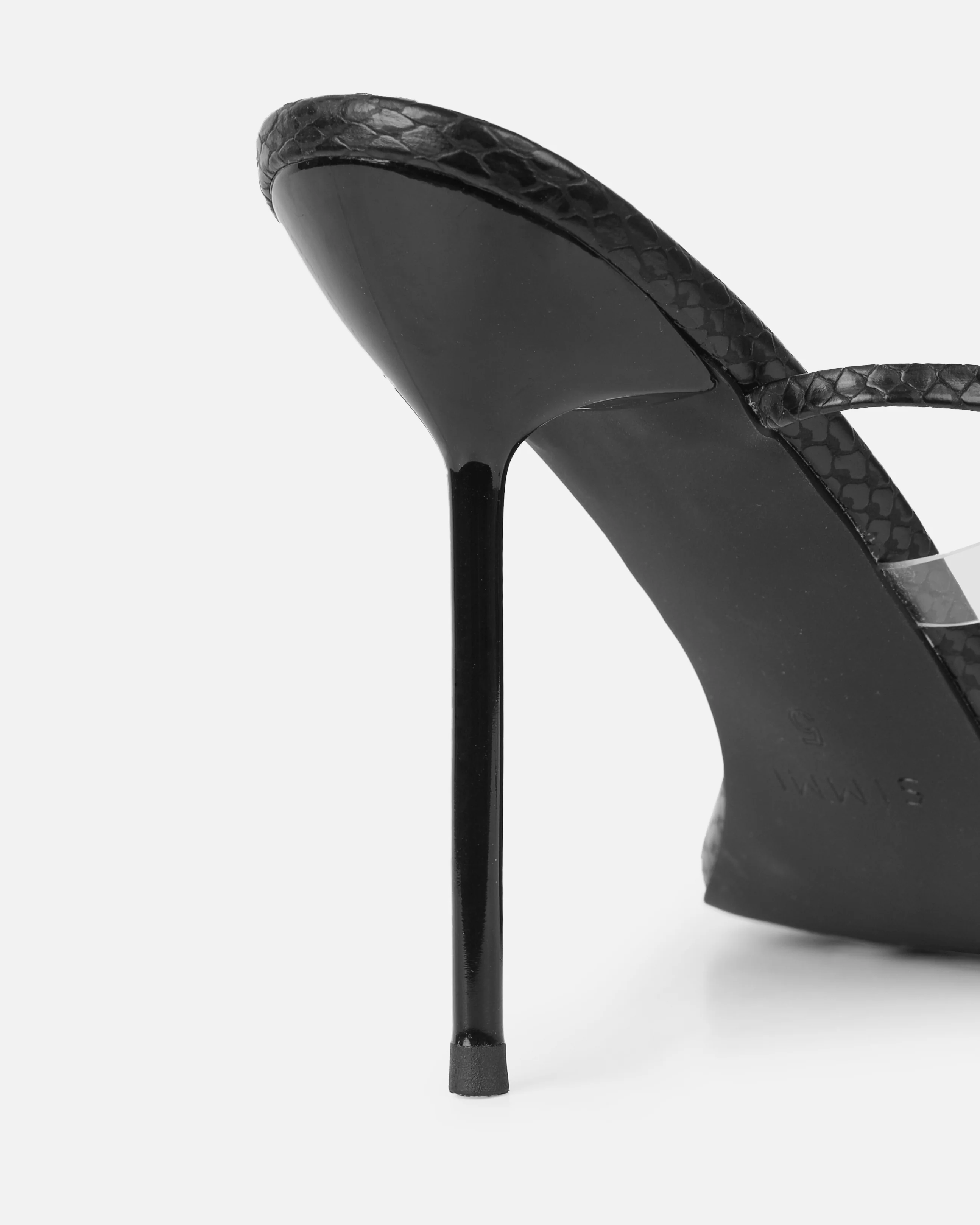 Anyah Black Faux Snake Evil Eye Detail Tie Up Heels - Image 3