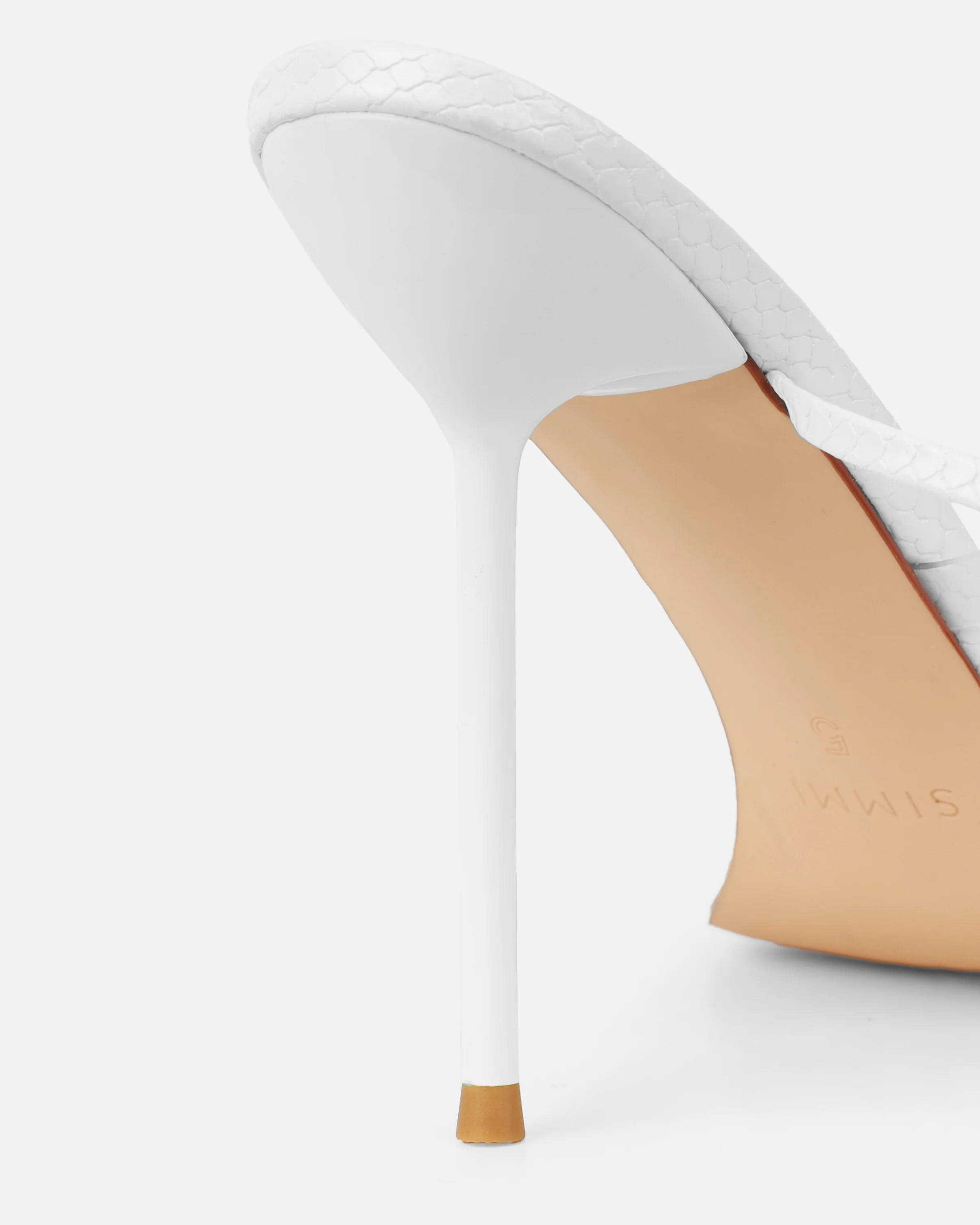 Anyah White Faux Snake Evil Eye Detail Tie Up Heels - Image 3