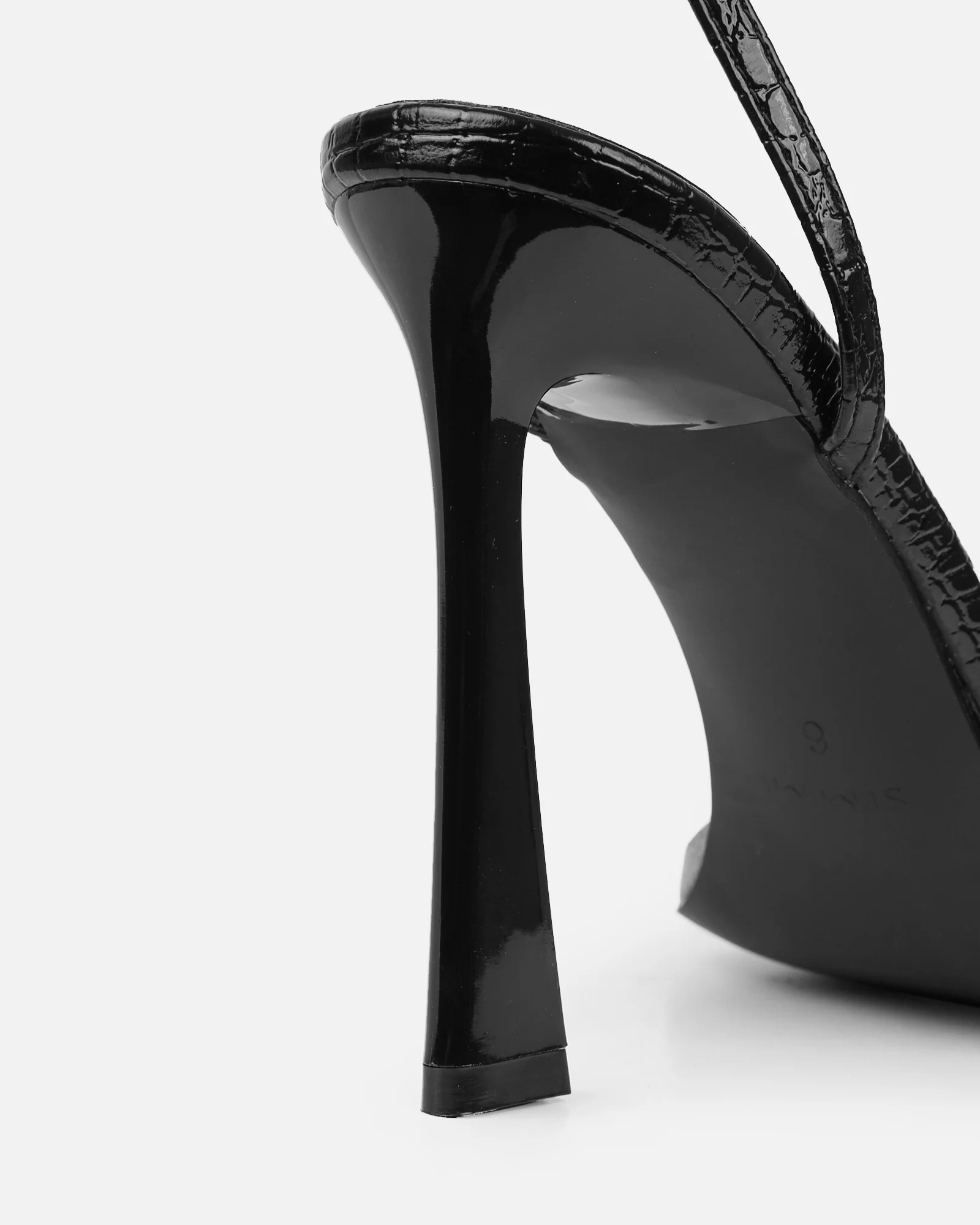 Appi Clear Black Faux Snake Effect Chain Detail Heeled Sandals - Image 3