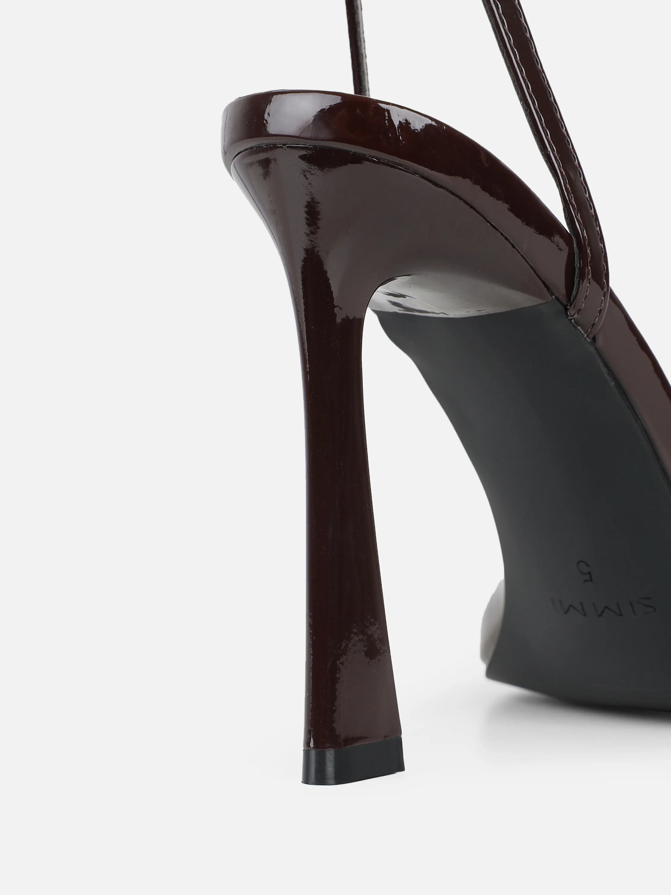 Apple Brown Patent Flared Heeled Sandals - Image 3