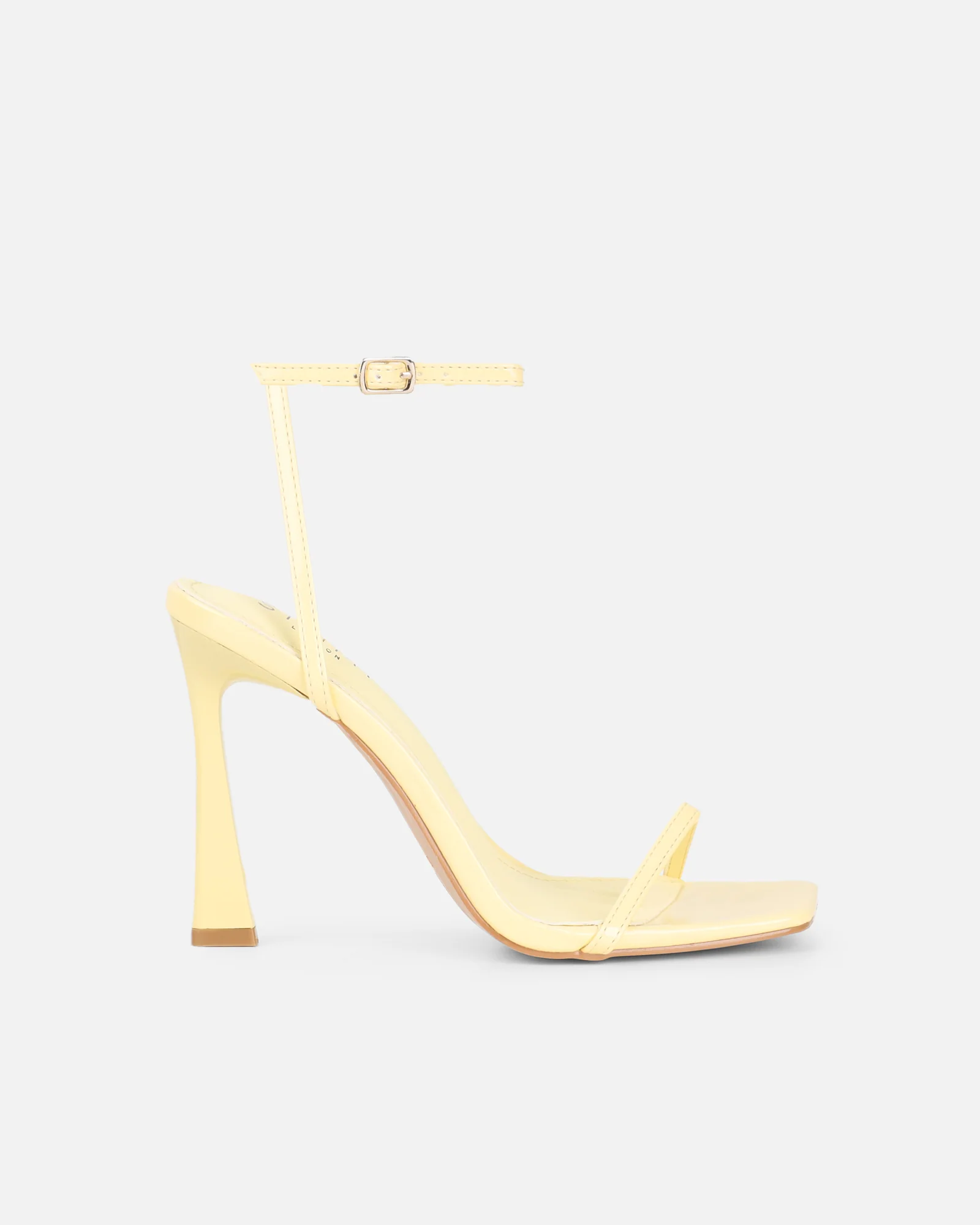Apple Butter Yellow Patent Flared Heeled Sandals - Image 2