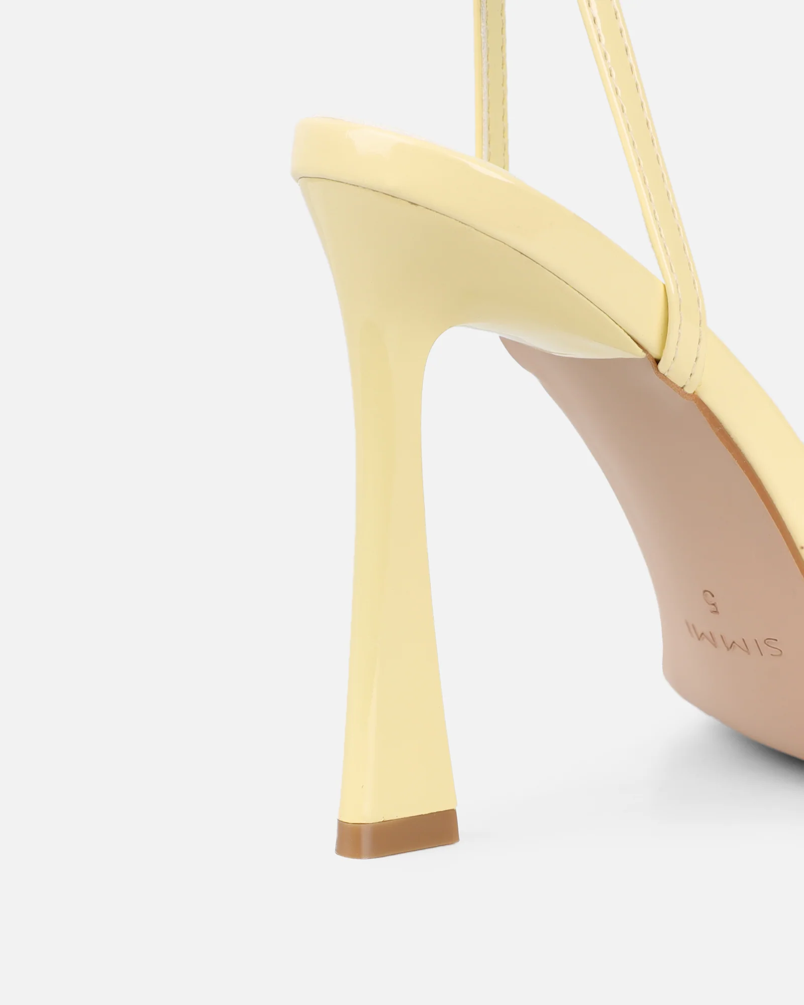 Apple Butter Yellow Patent Flared Heeled Sandals - Image 3