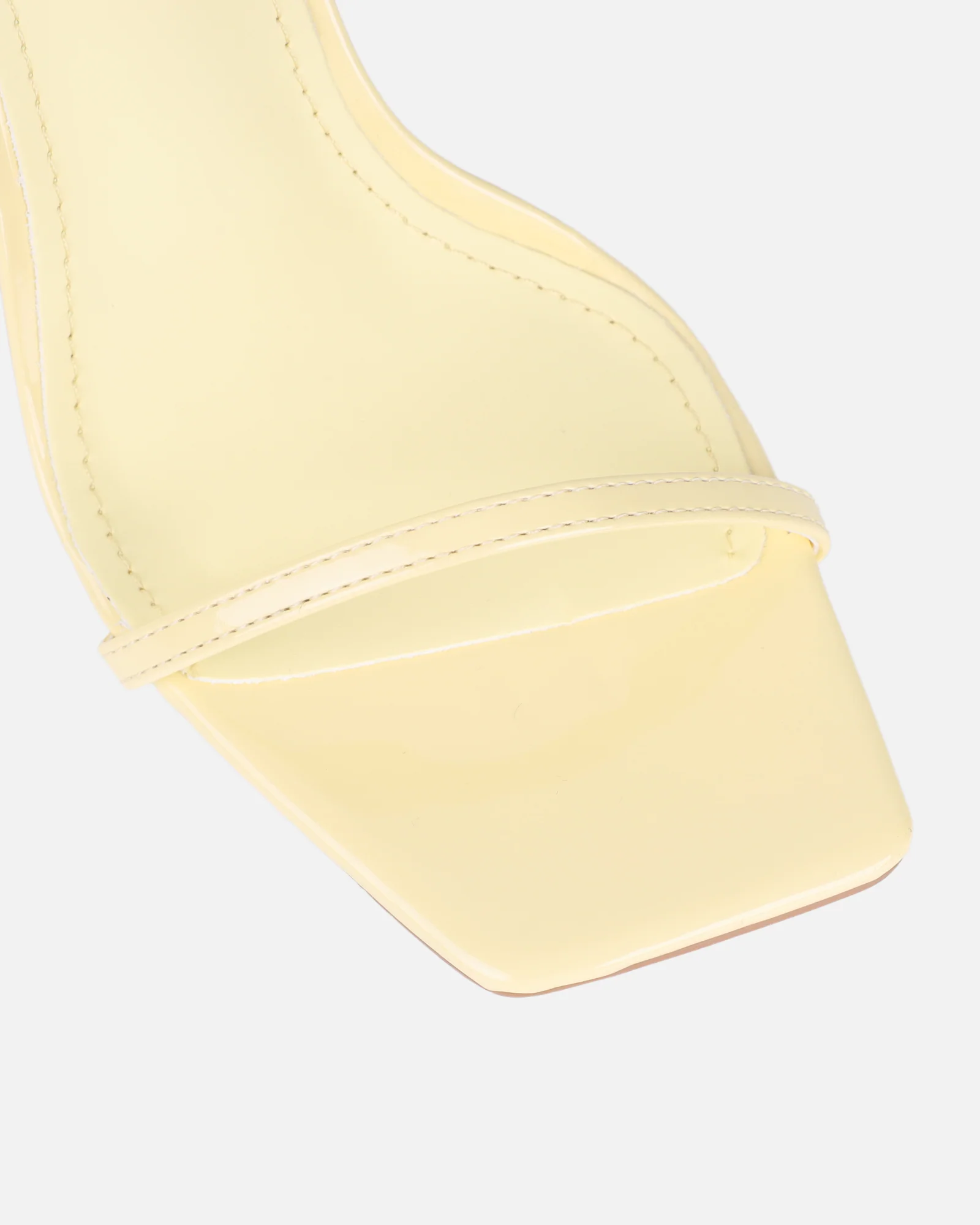 Apple Butter Yellow Patent Flared Heeled Sandals - Image 4