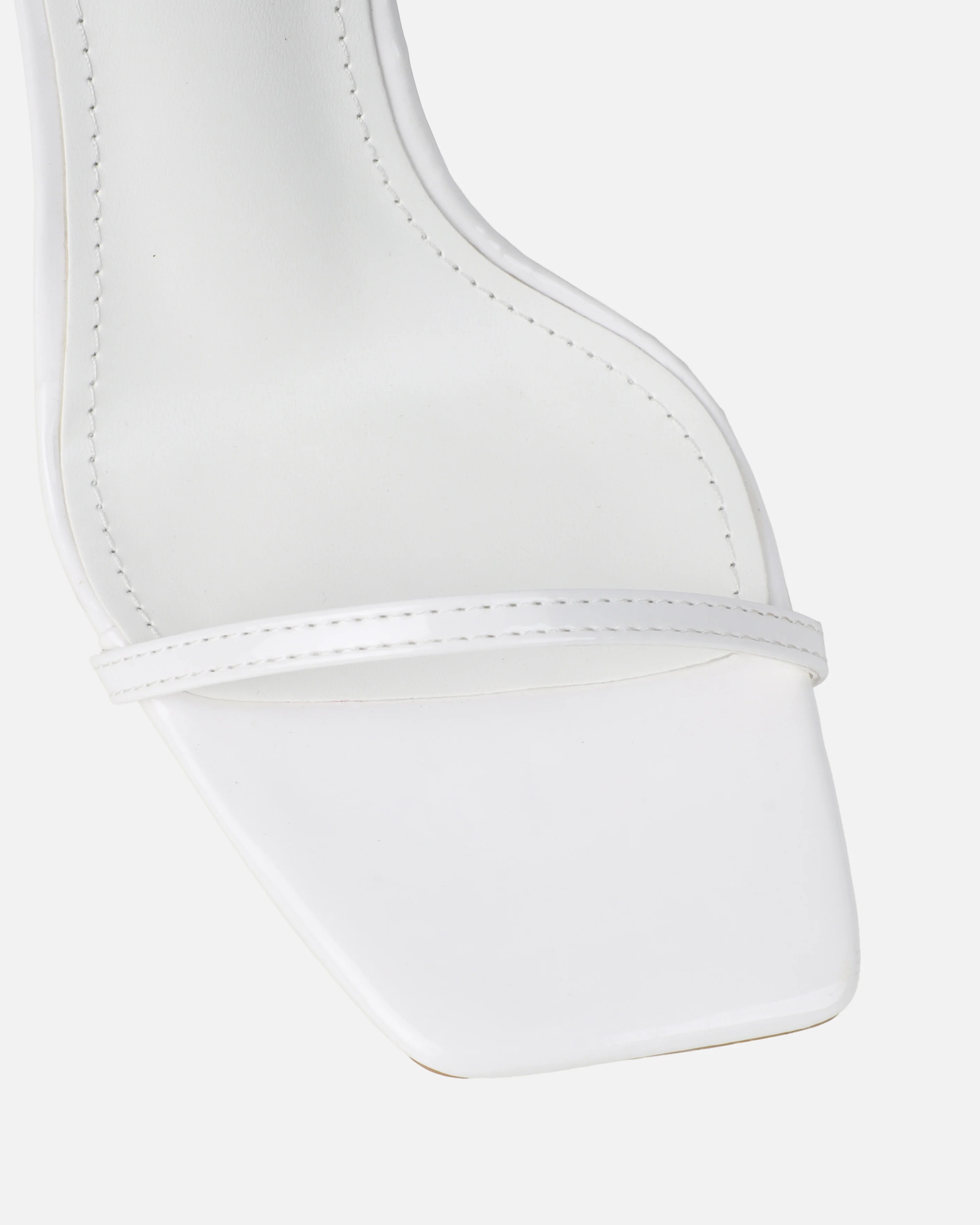 Apple White Patent Flared Heeled Sandals - Image 4