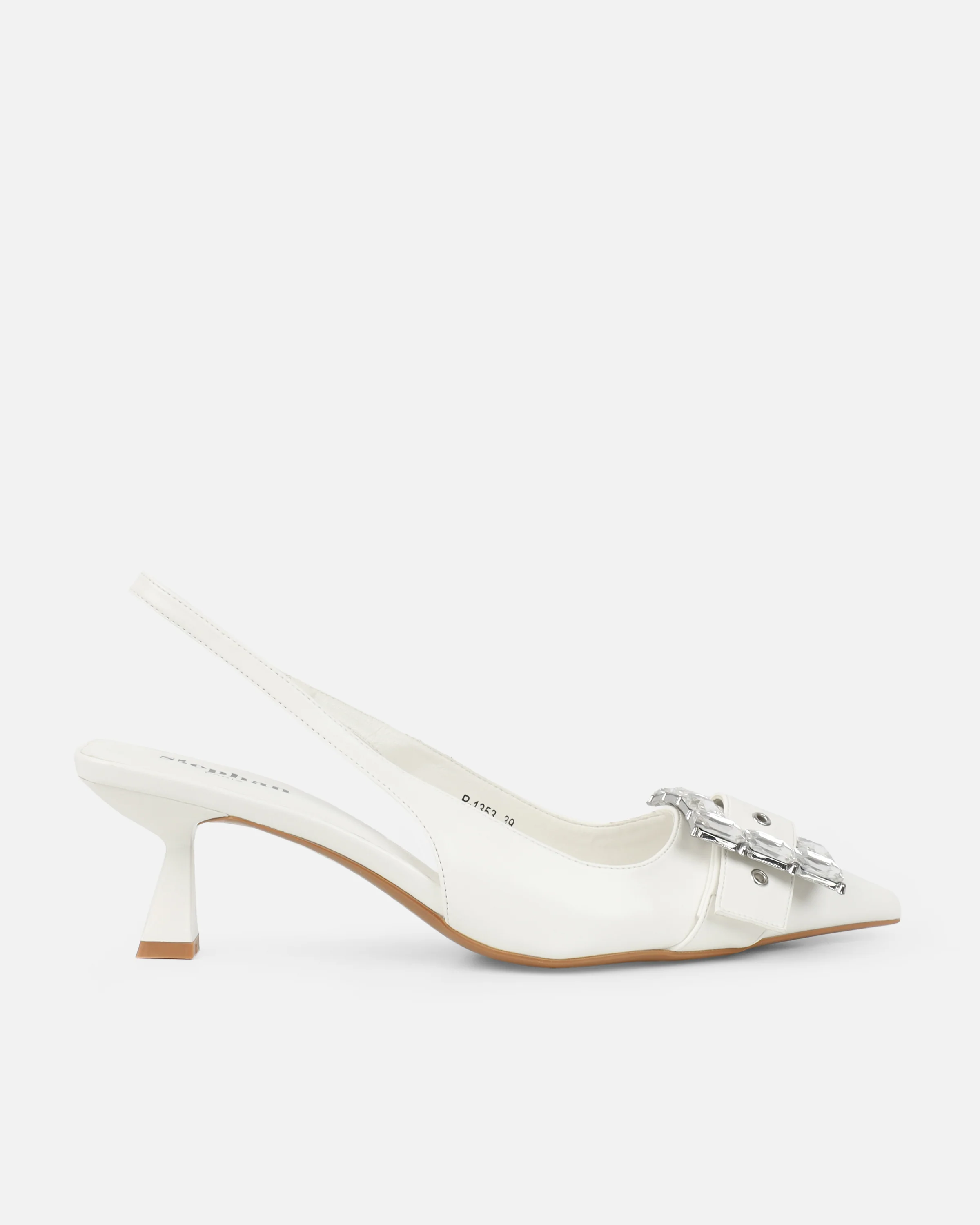 Ardenne White Diamante Low Court Heeled Shoes - Image 2