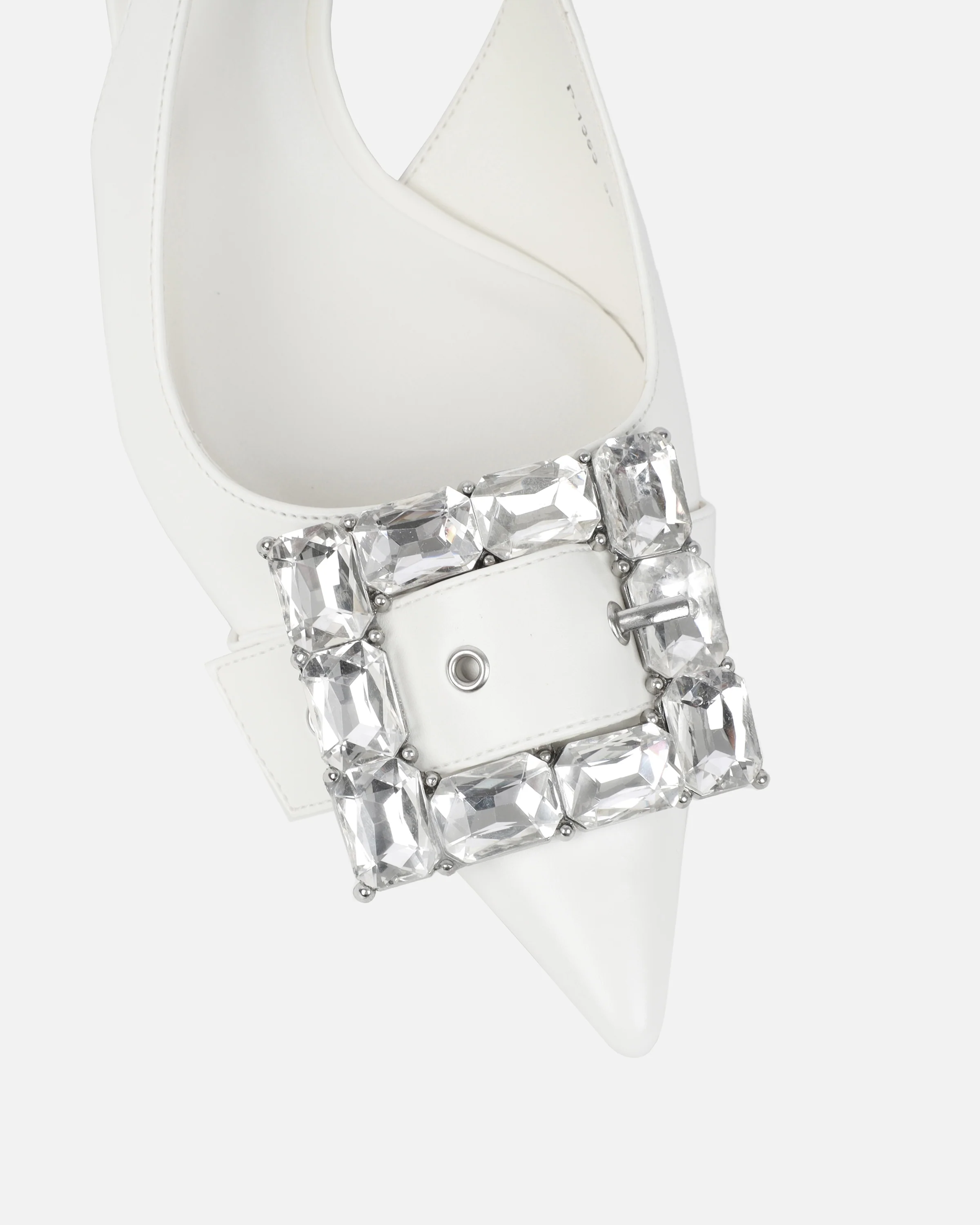 Ardenne White Diamante Low Court Heeled Shoes - Image 4