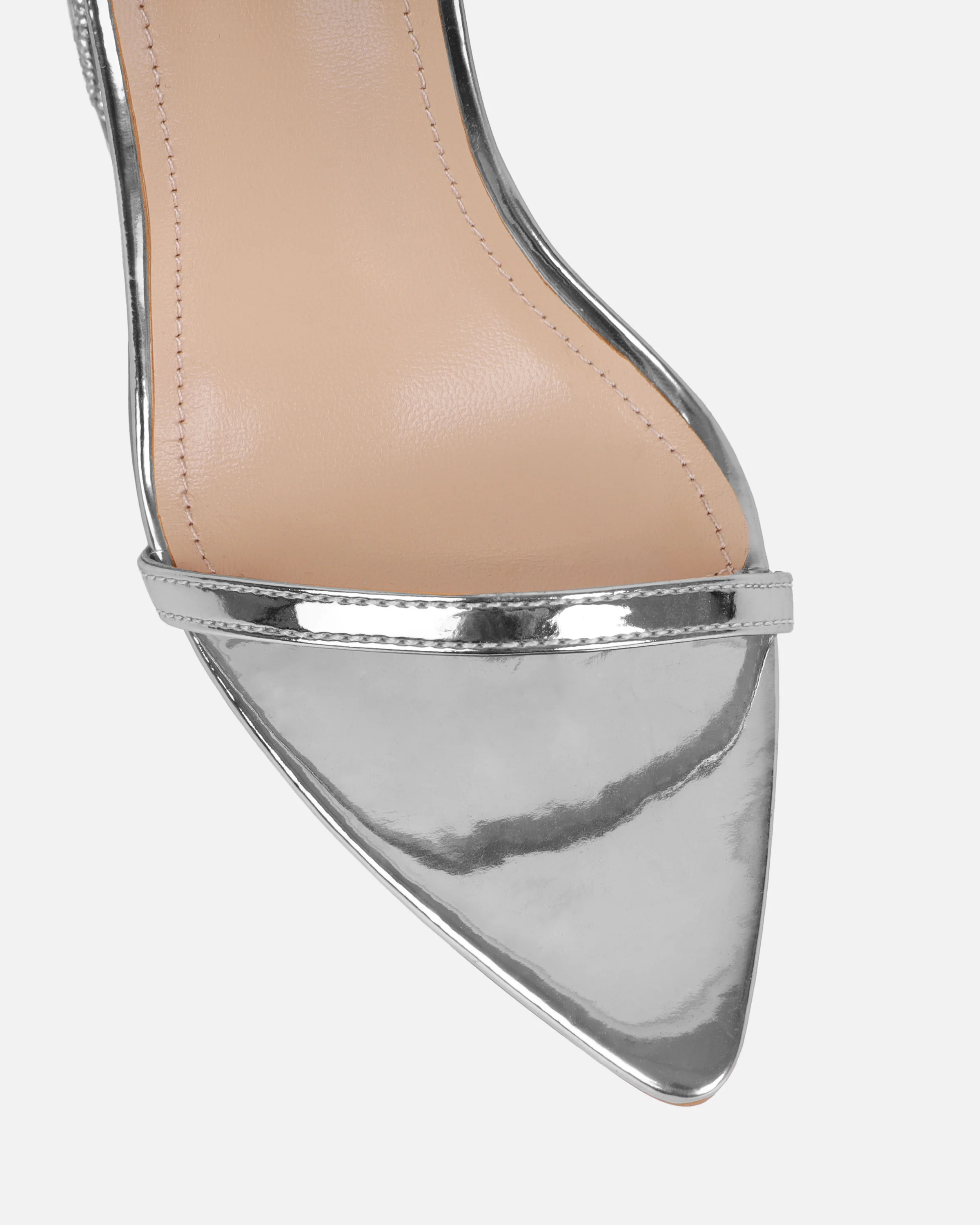 Arii Silver Mirror Diamante Block Heels - Image 4
