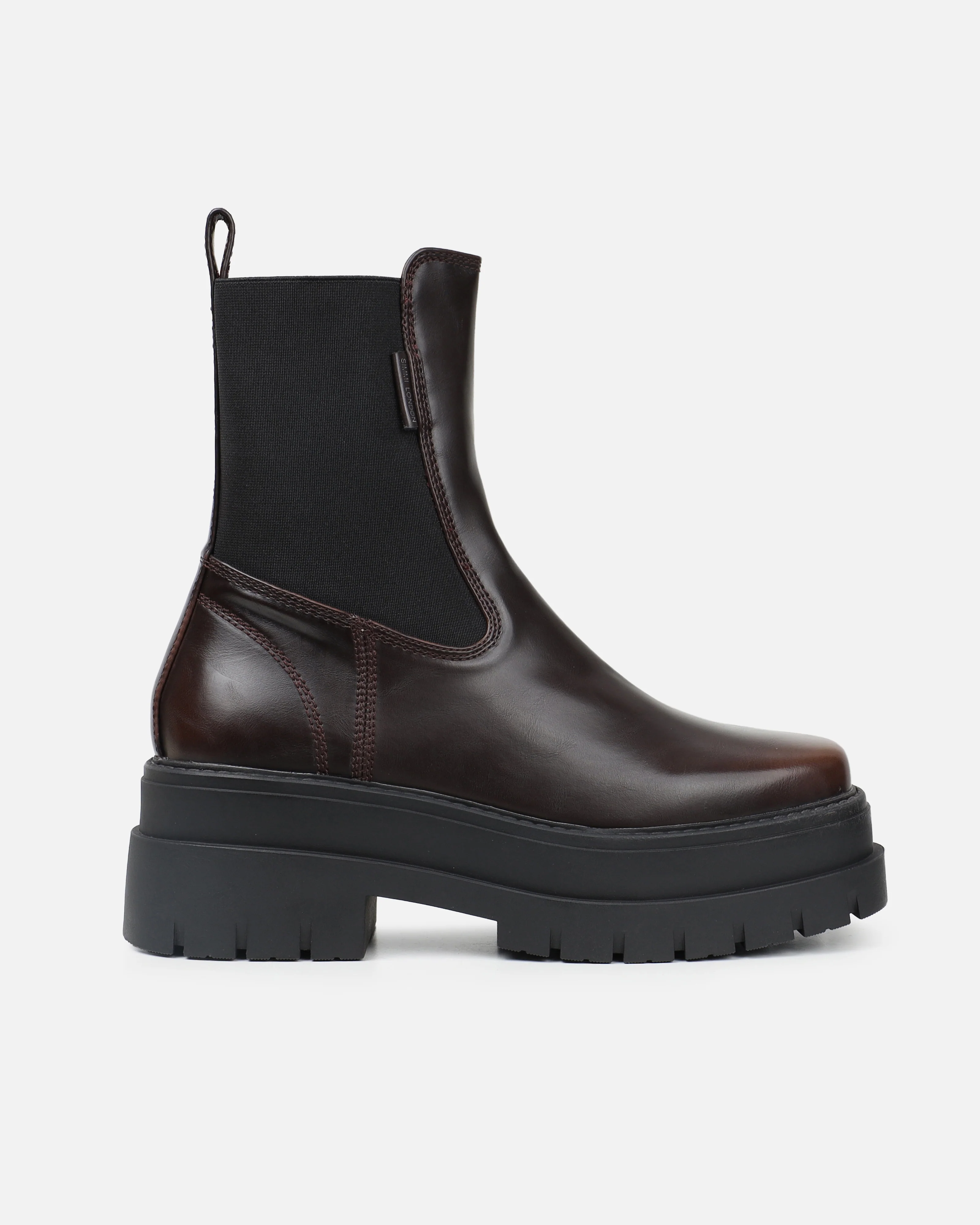 Arvin Brown Burnished Chelsea Chunky Ankle Boots - Image 2