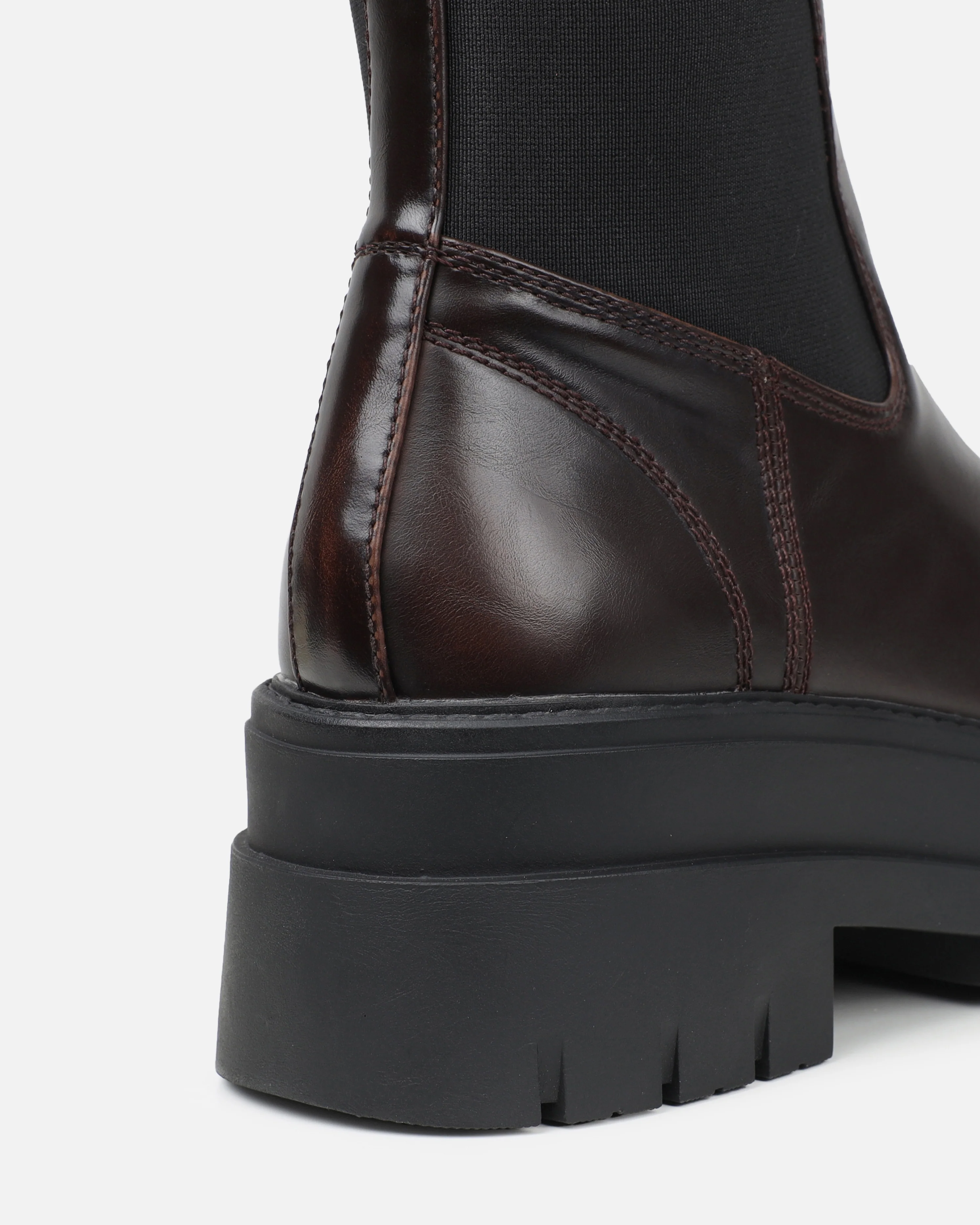 Arvin Brown Burnished Chelsea Chunky Ankle Boots - Image 3