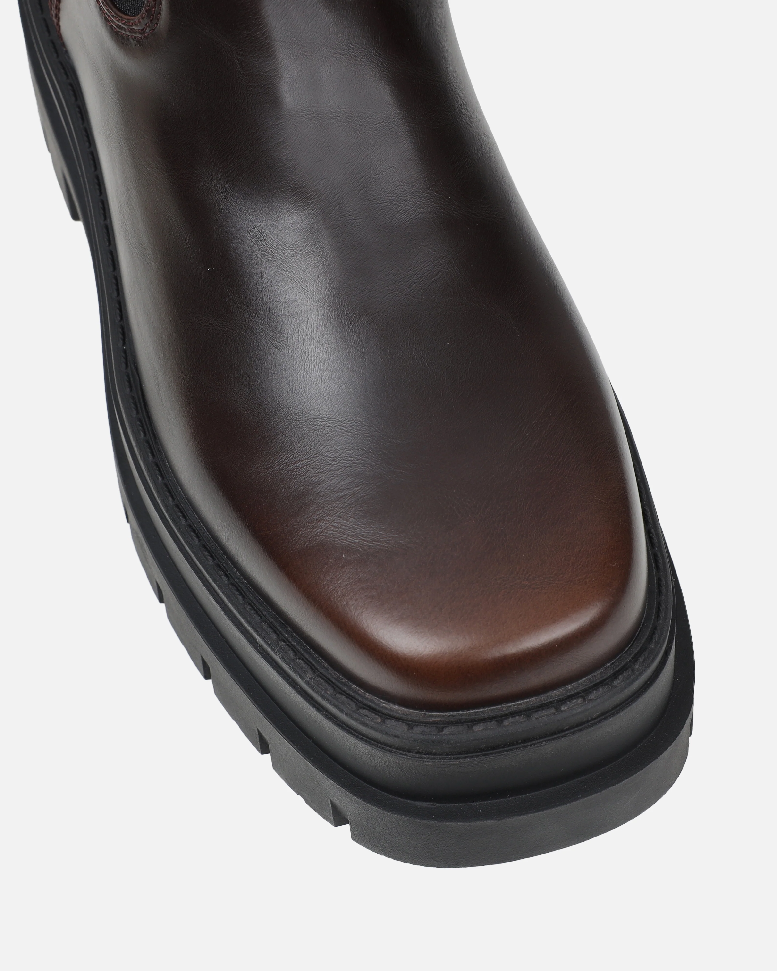 Arvin Brown Burnished Chelsea Chunky Ankle Boots - Image 4