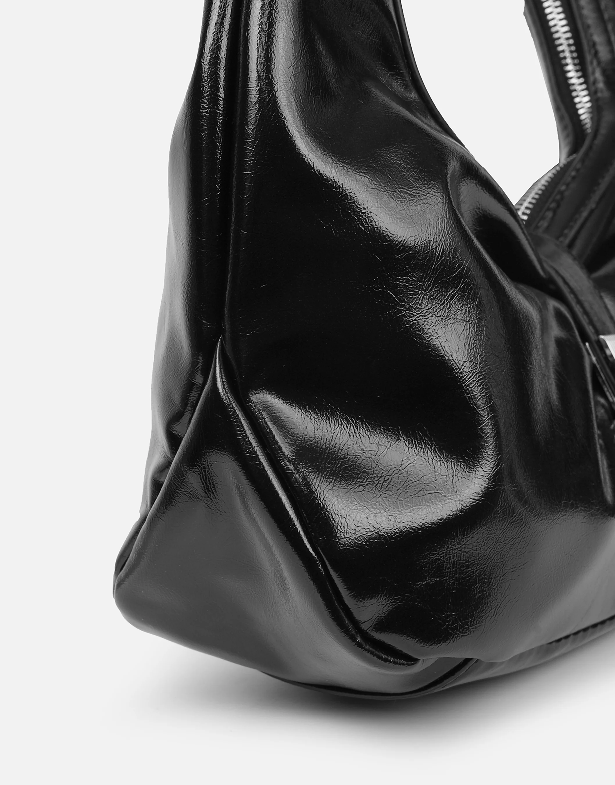 Asher Black Buckle Detail Shoulder Bag - Image 5