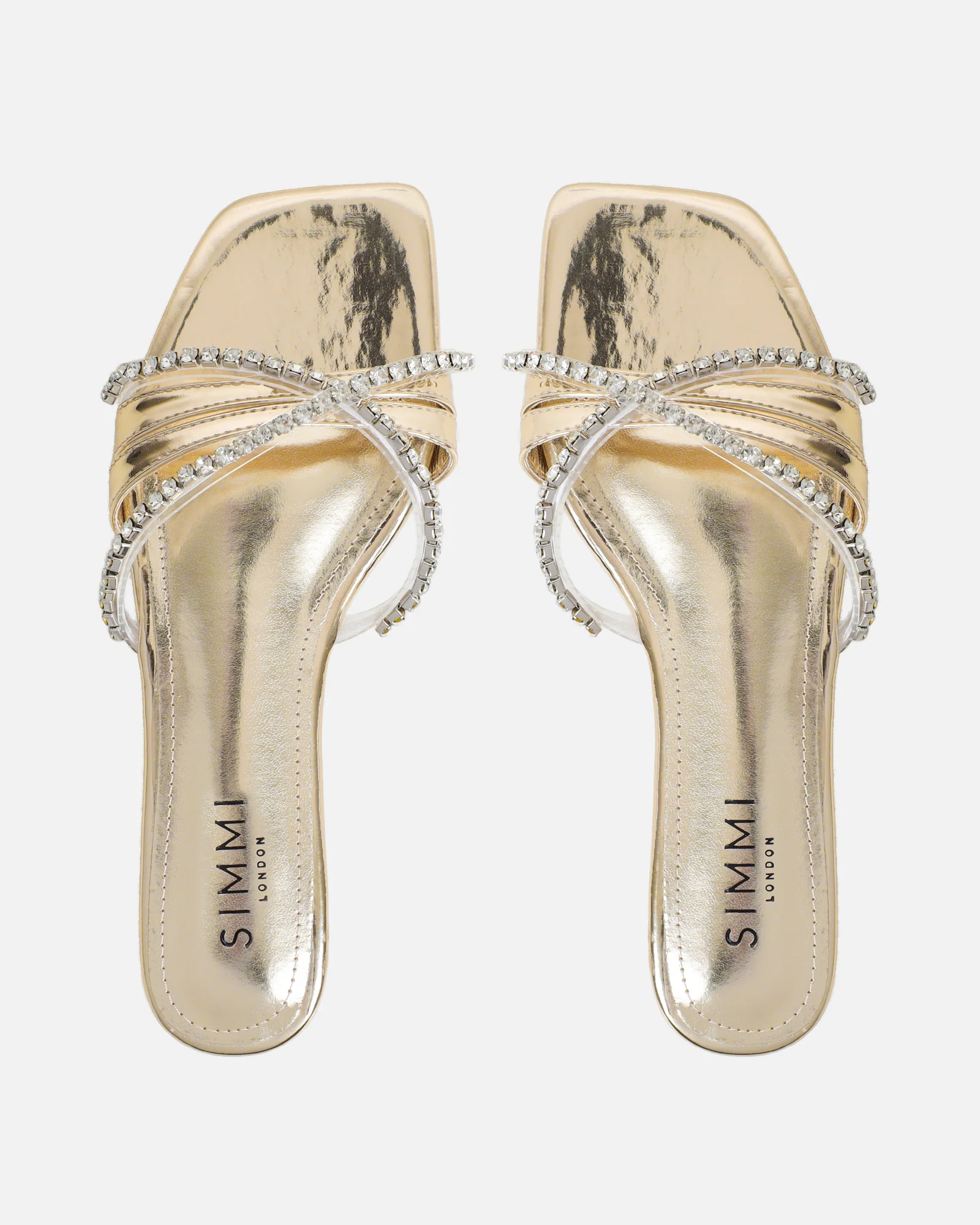 Astana Gold Mirror Diamante Flat Sandals - Image 4