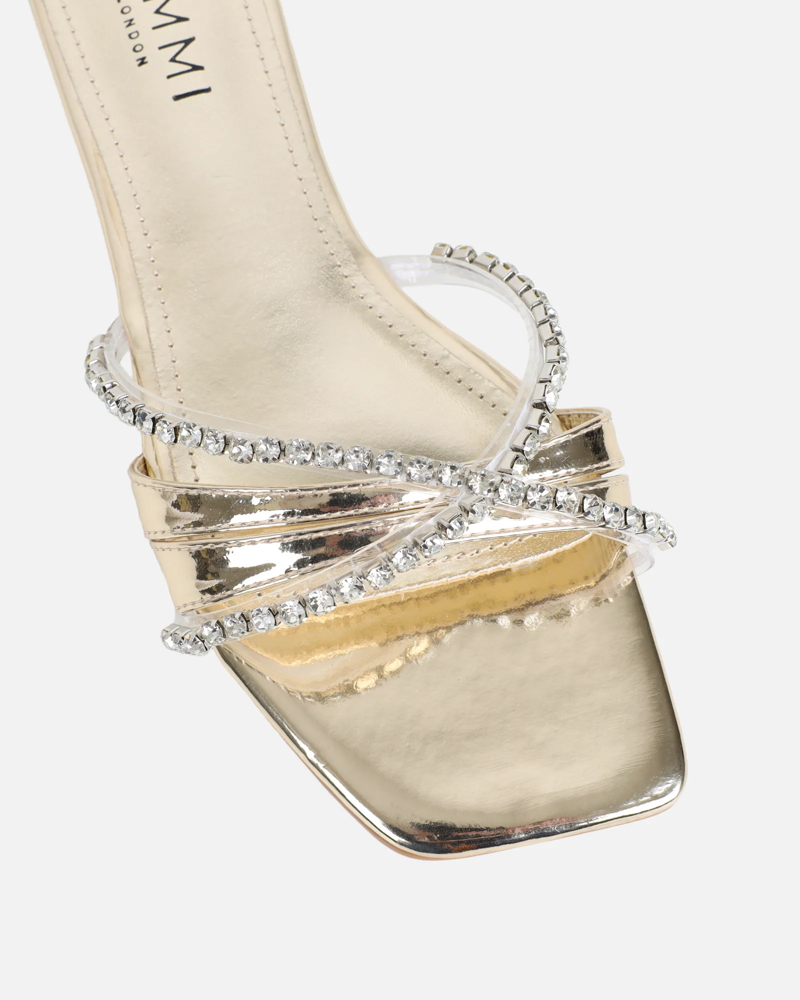 Astana Gold Mirror Diamante Flat Sandals - Image 5