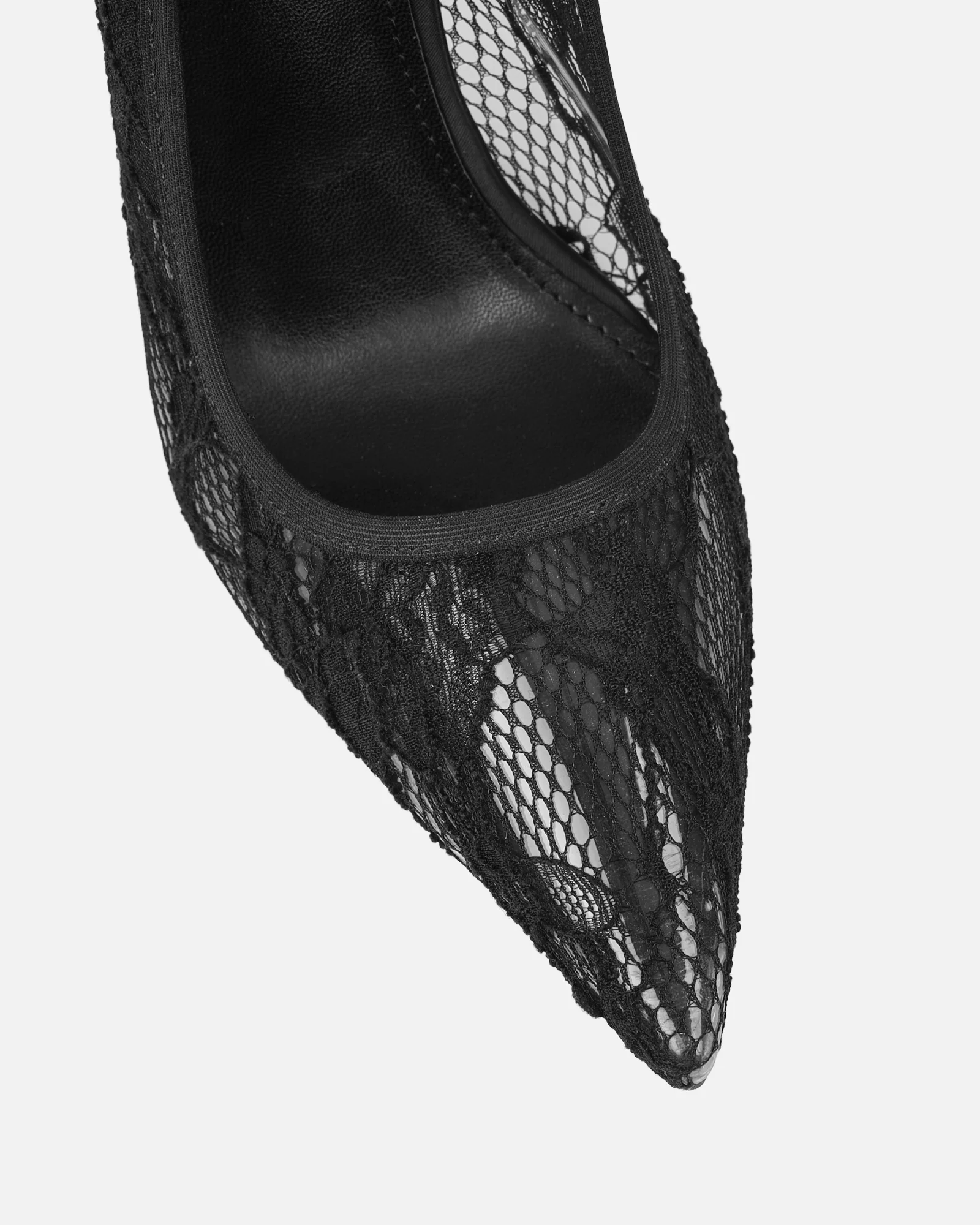 Ausha Black Lace Heeled Court Shoes - Image 4