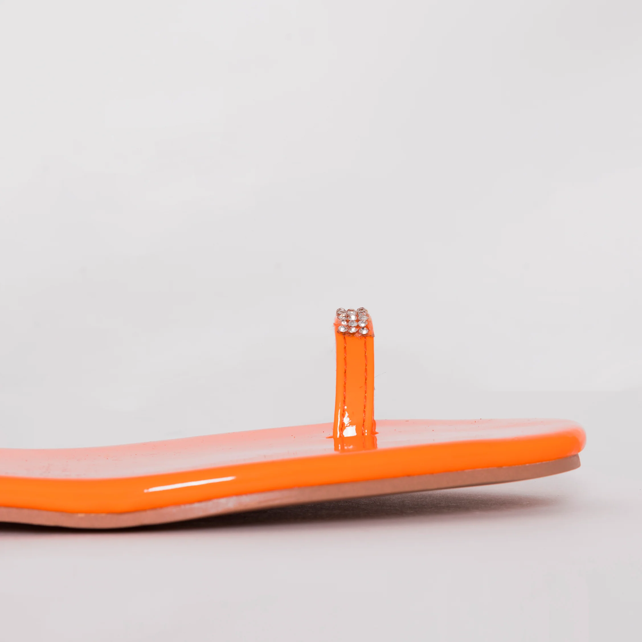 Averie Bright Orange Patent Lace Up Diamante Sandals - Image 3