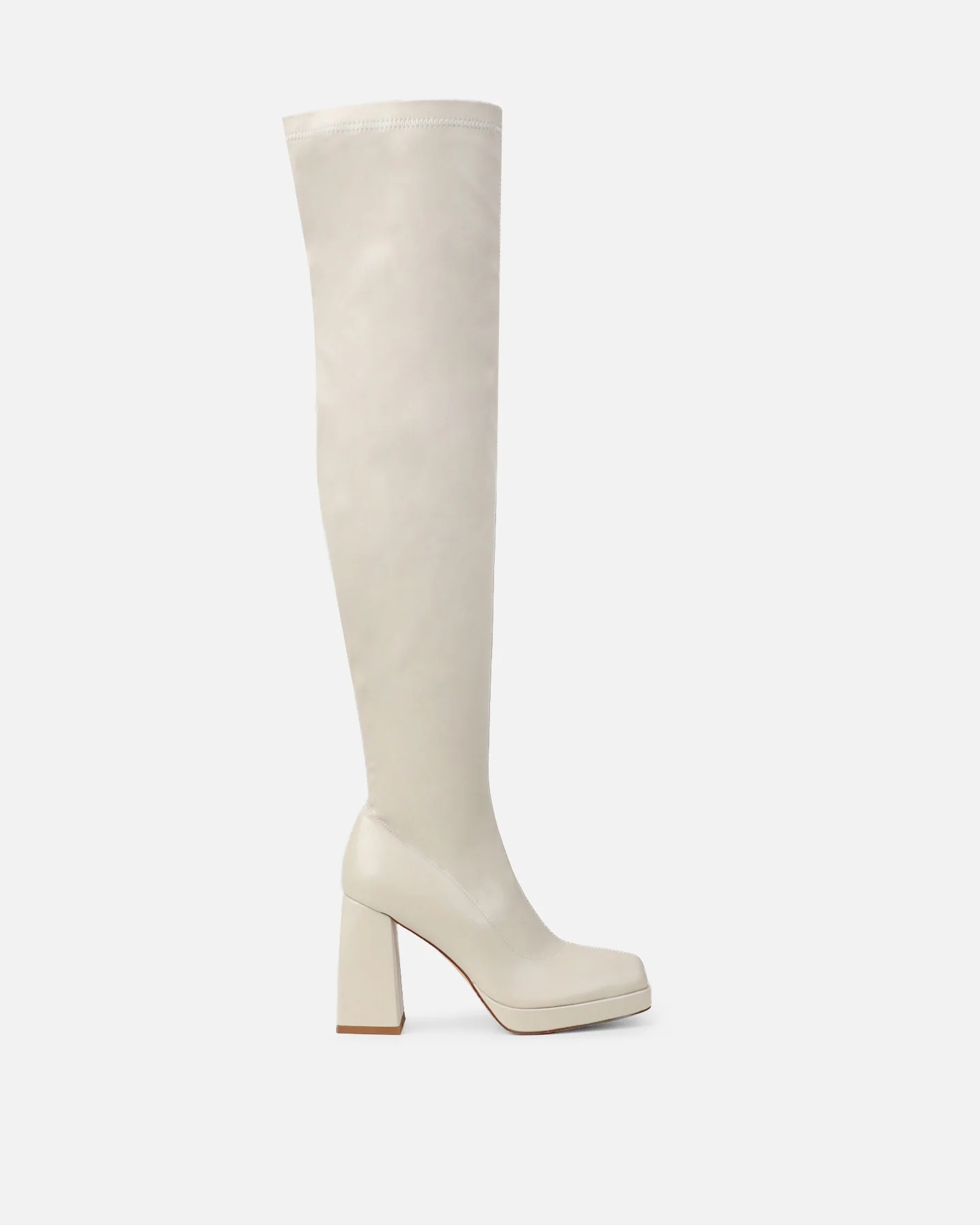 Aviva Stone Platform Block Heel Thigh High Boots - Image 2