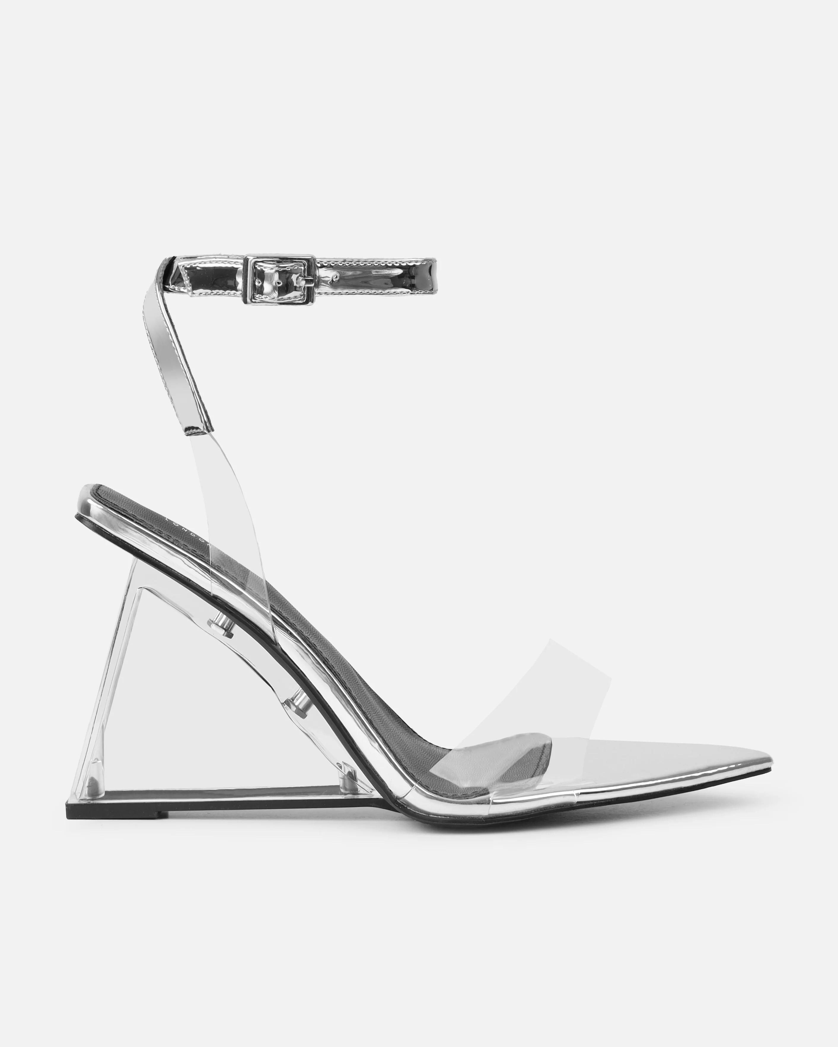 Bali Silver Mirror Clear Wedge Sandals - Image 2