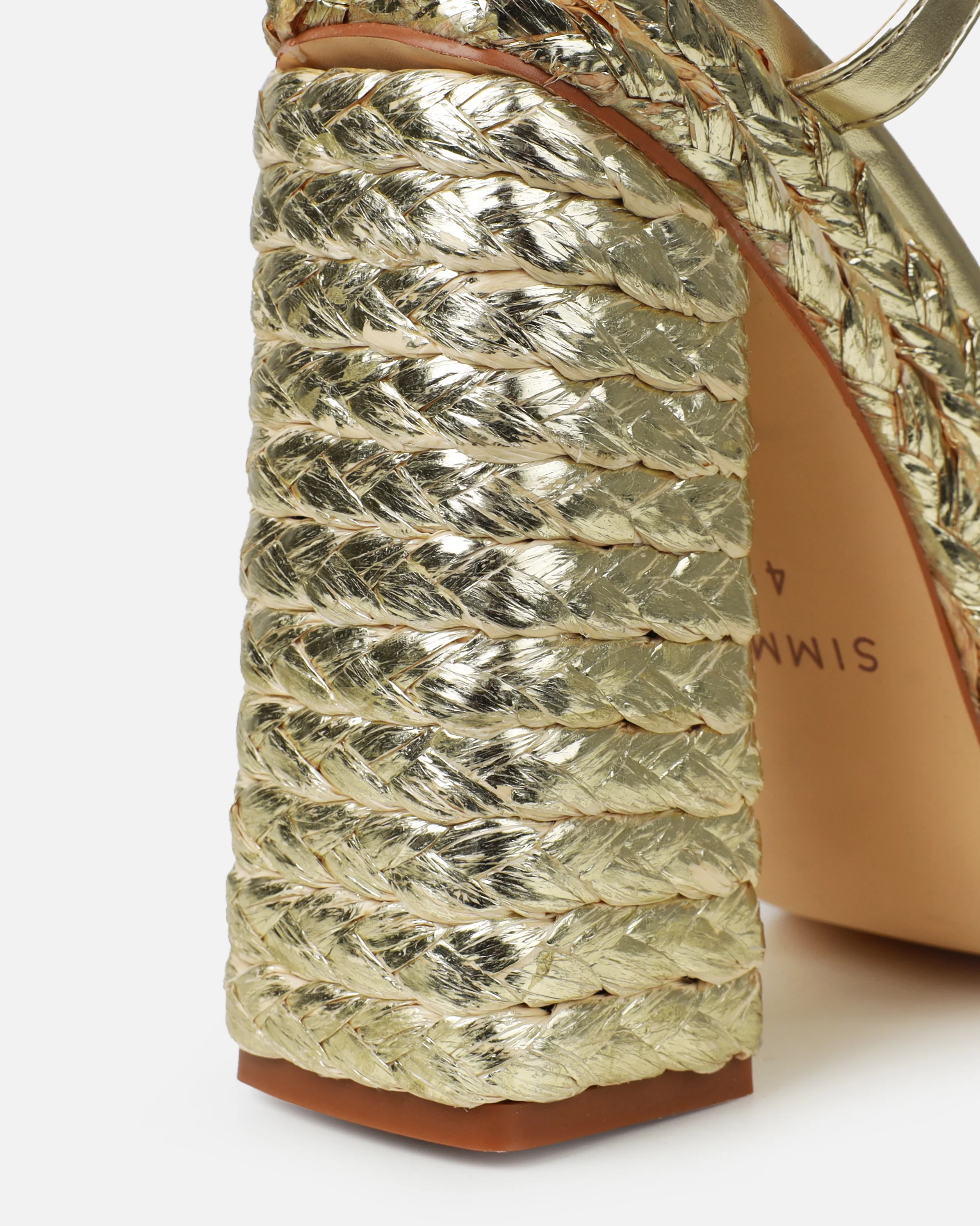 Bambi Gold Espadrille Platform Block Heels - Image 3