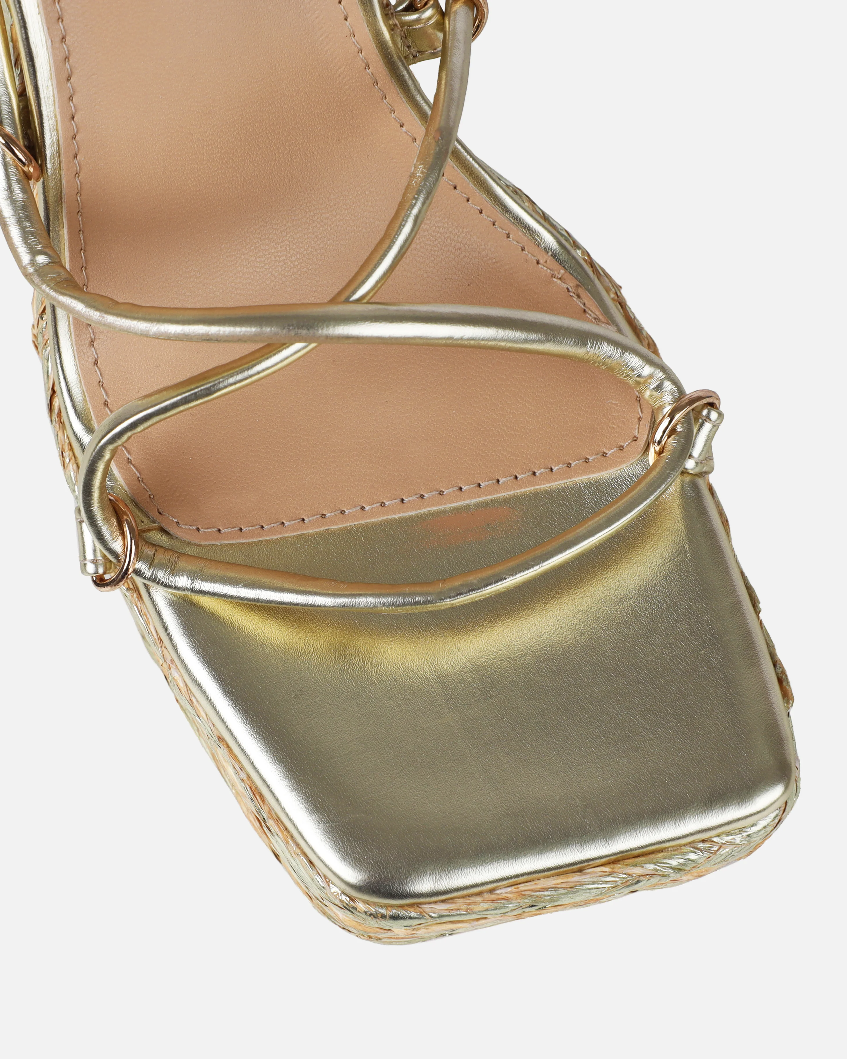 Bambi Gold Espadrille Platform Block Heels - Image 4
