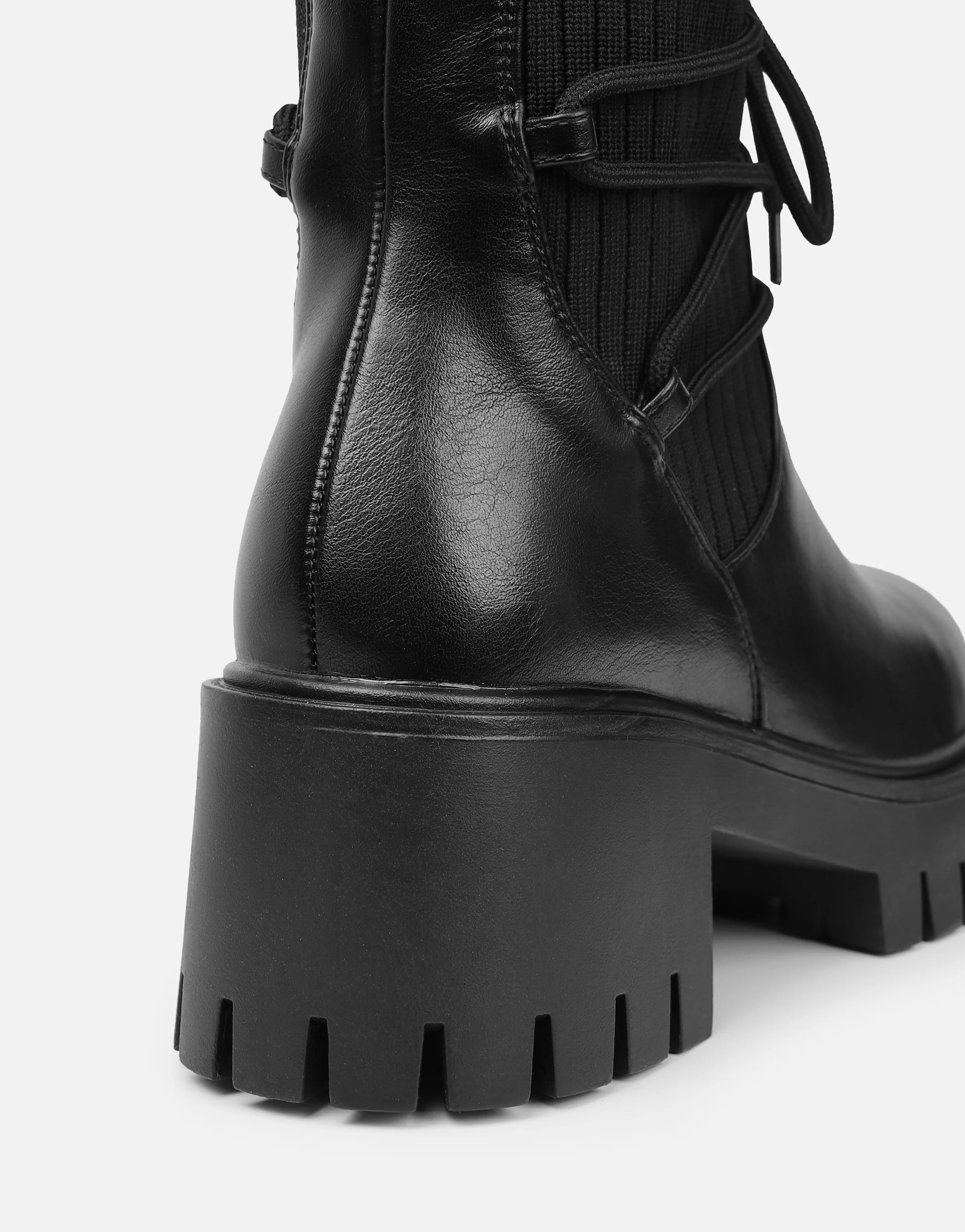 Bance Black Chunky Lace Detail Boots - Image 3