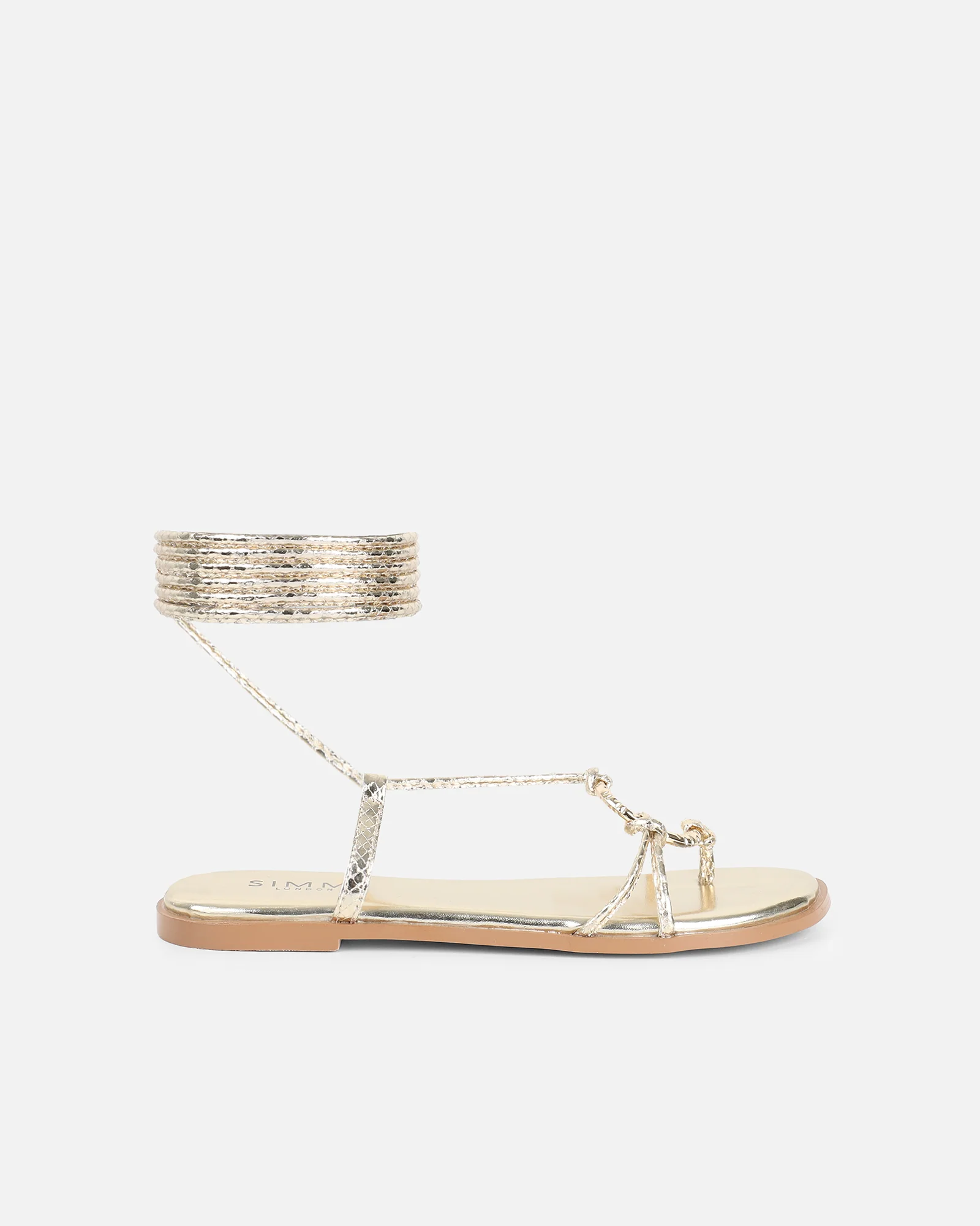 Bari Gold Mirror Tie Up Gold Detail Sandals - Image 2