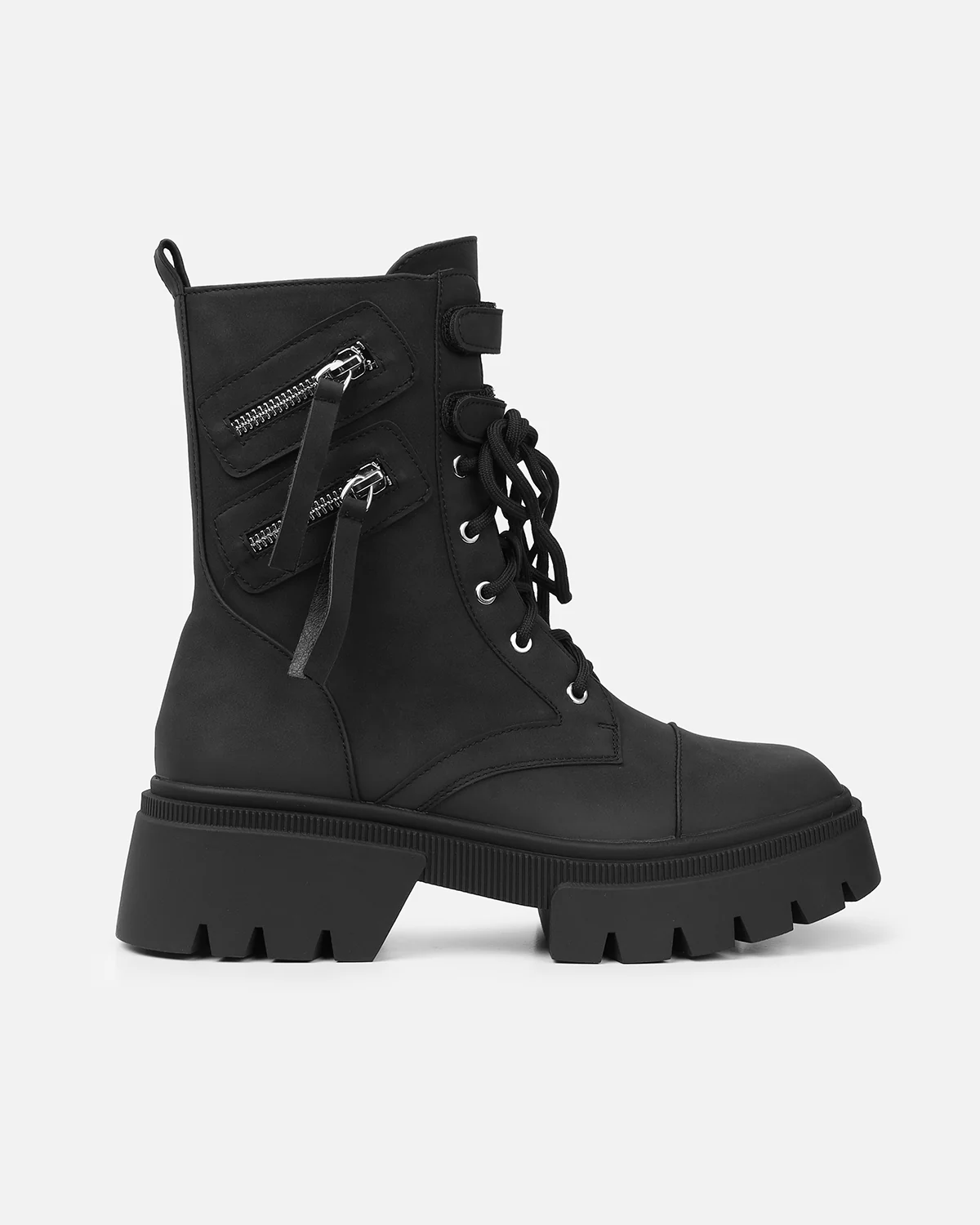 Bennett Black Nubuck Chunky Lace Up Boots - Image 2