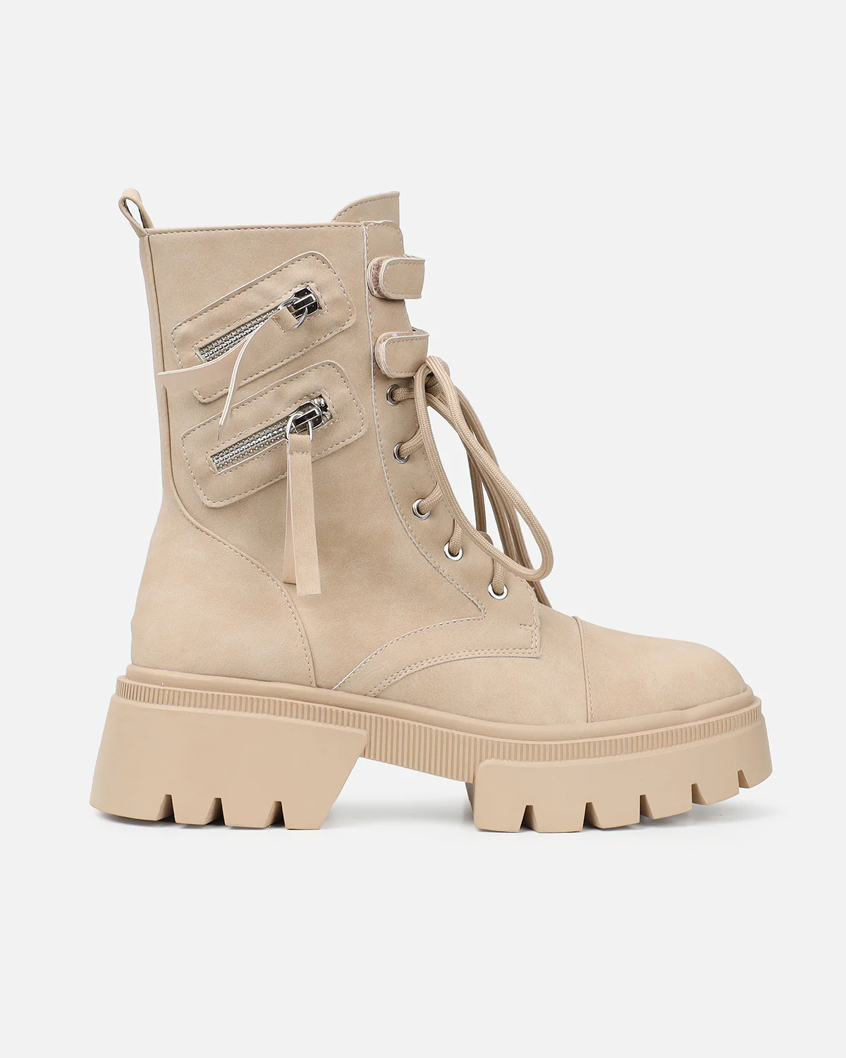 Bennett Sand Nubuck Chunky Lace Up Boots - Image 2