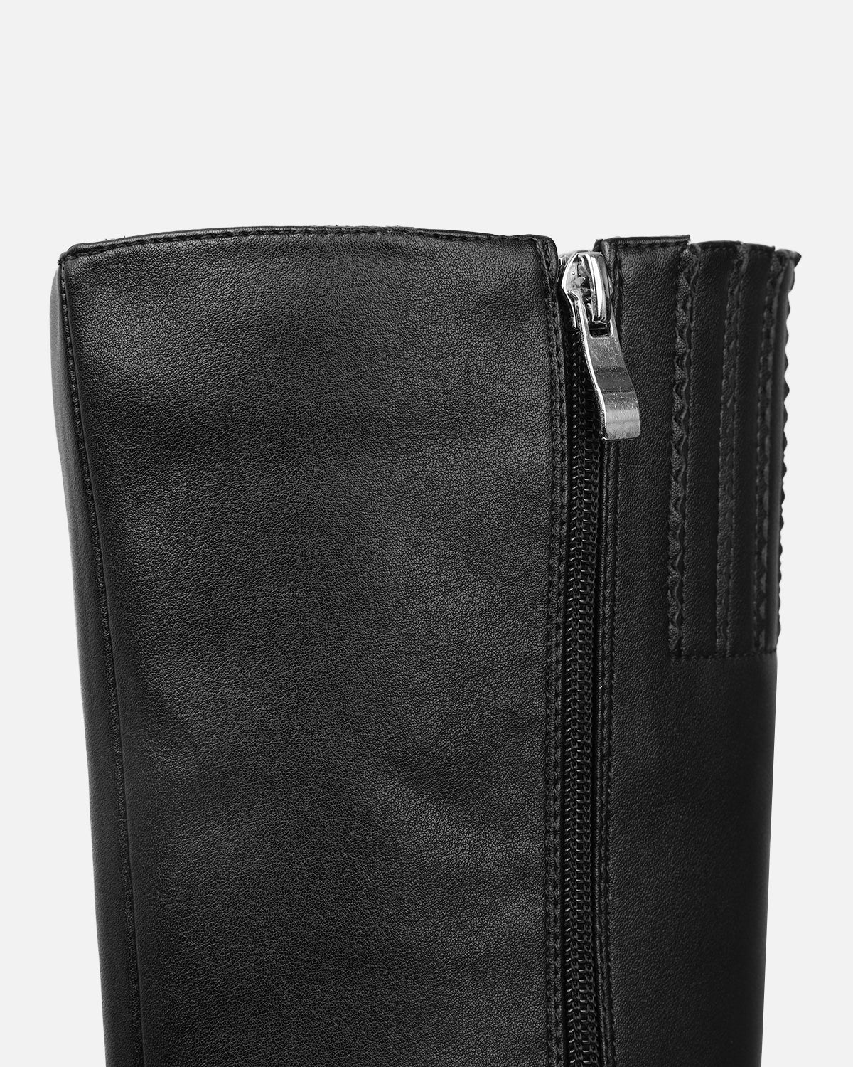 Benton Black Knee High Chunky Biker Boots - Image 2