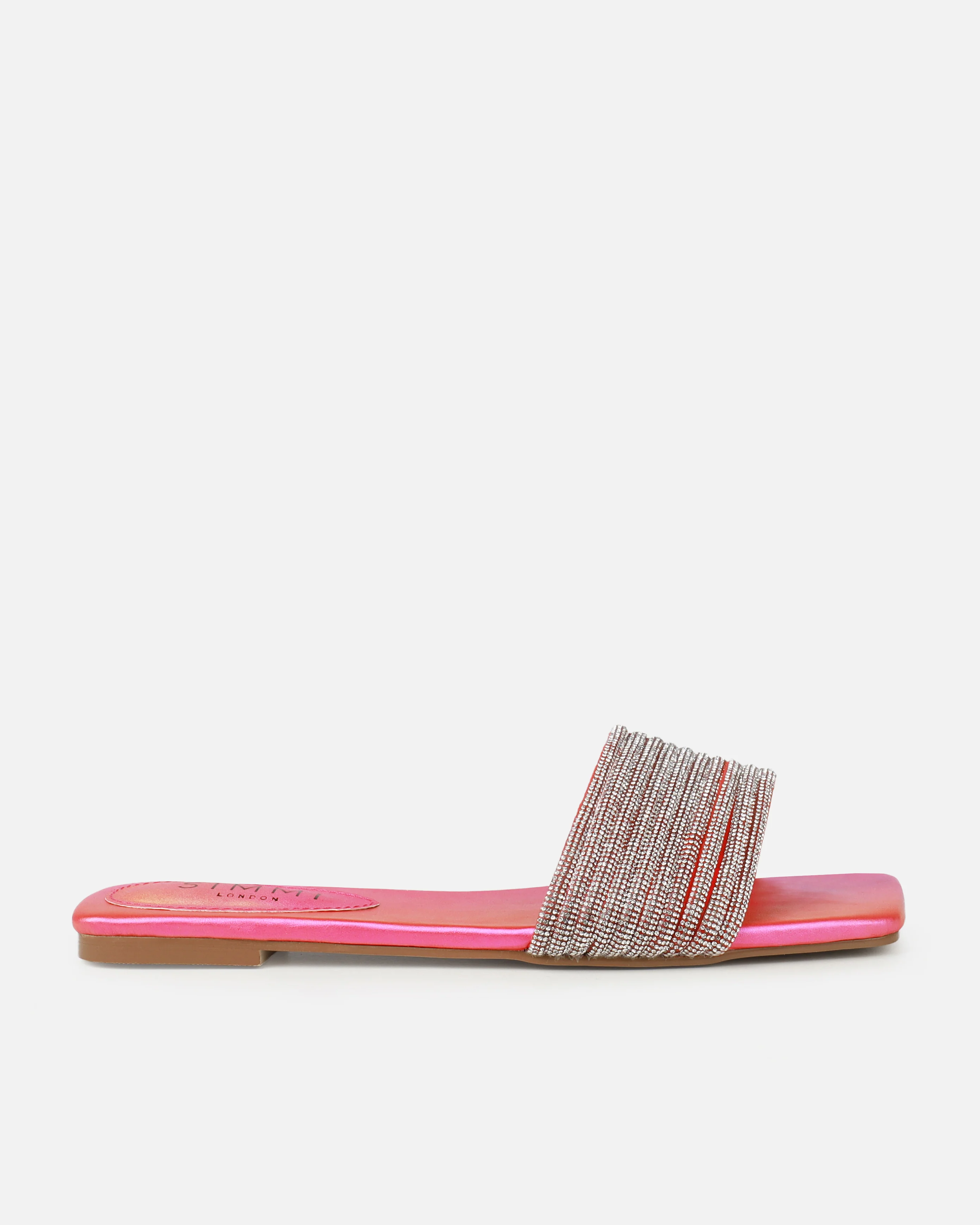 Bethan Orange Ombre Diamante Flat Sandals - Image 2