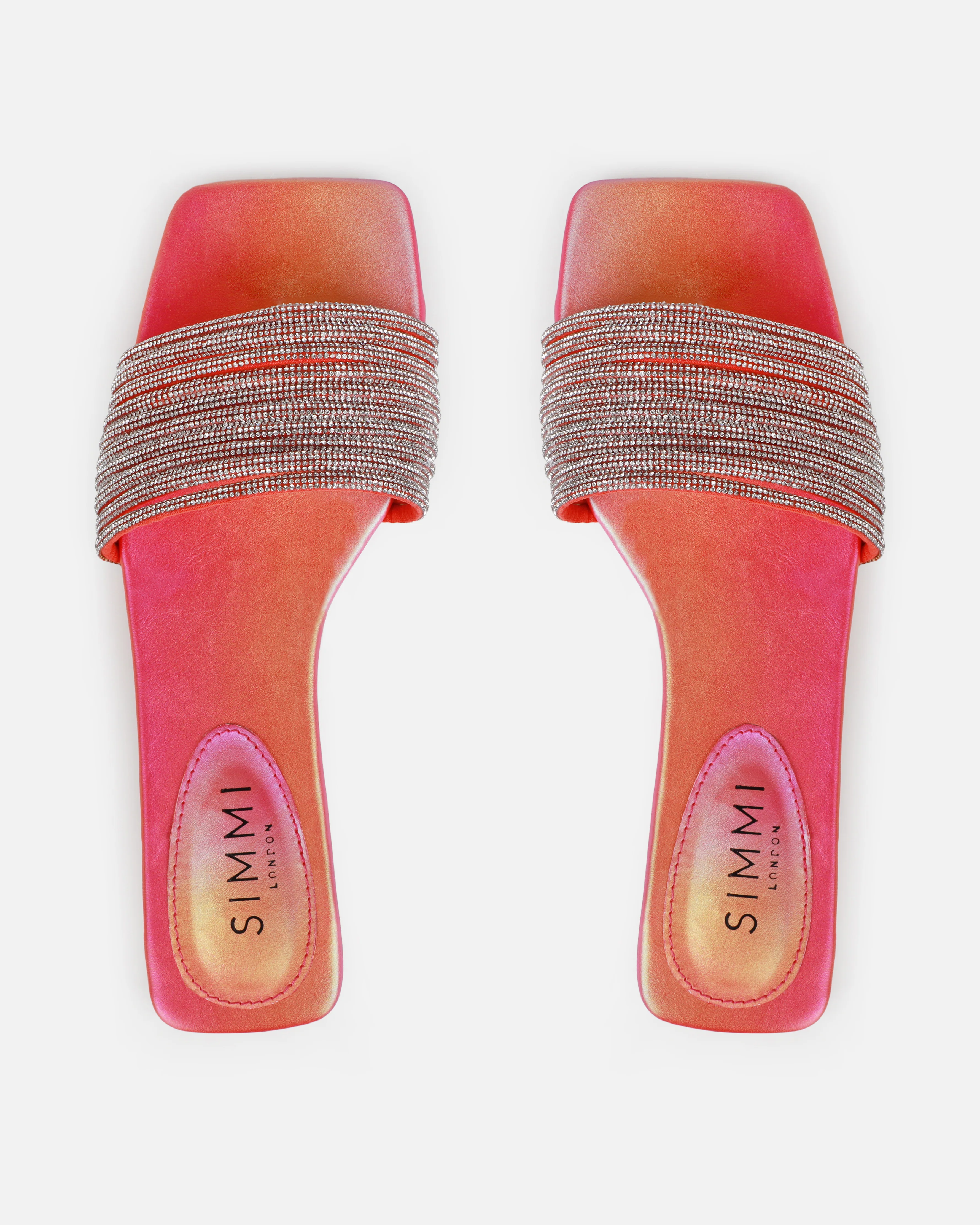 Bethan Orange Ombre Diamante Flat Sandals - Image 3