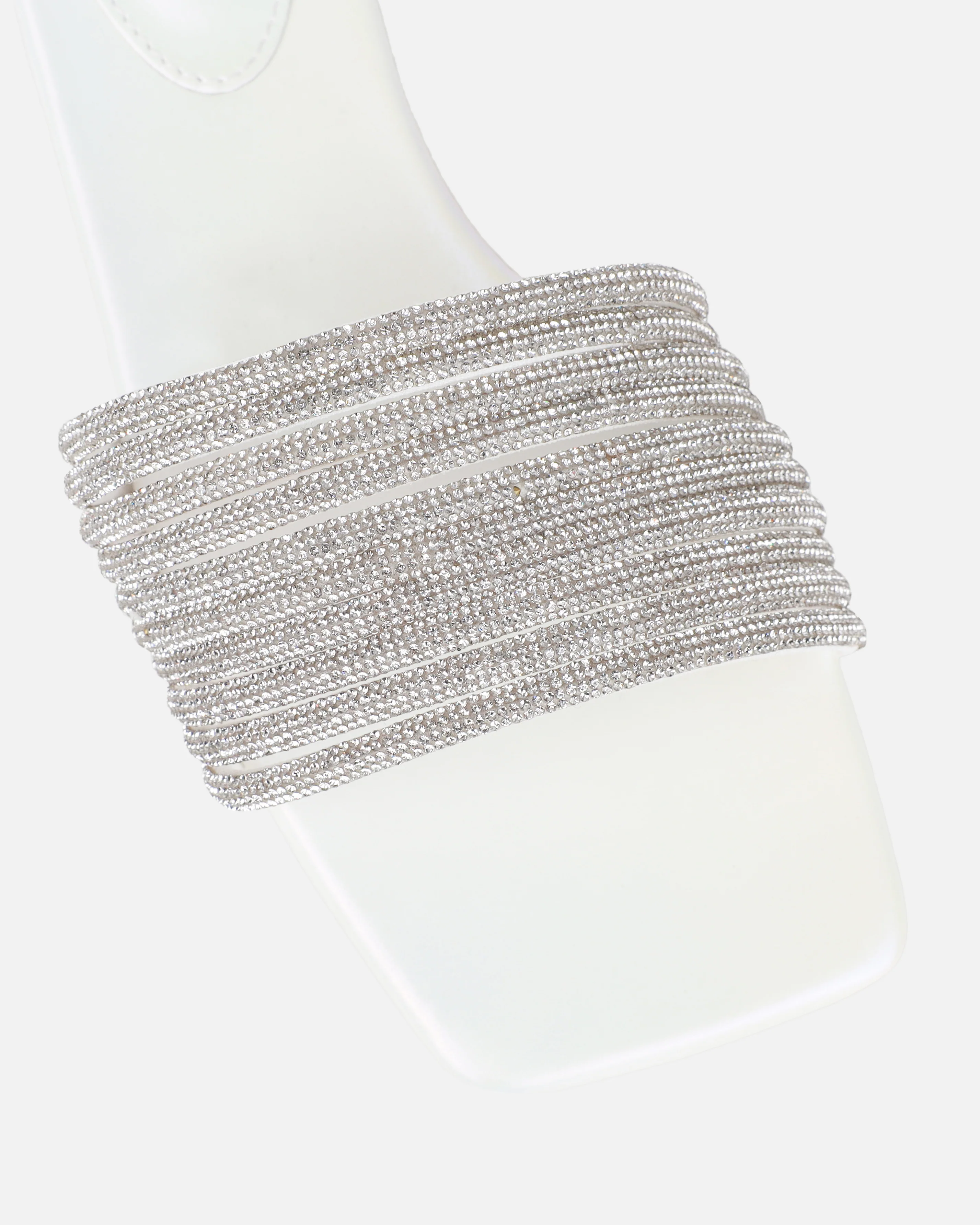 Bethan White Pearled Diamante Flat Sandals - Image 4