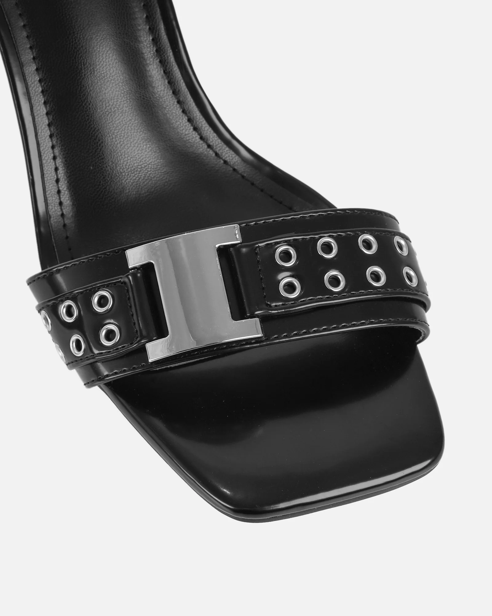 Bexley Black Strap Detail Heeled Mules - Image 4