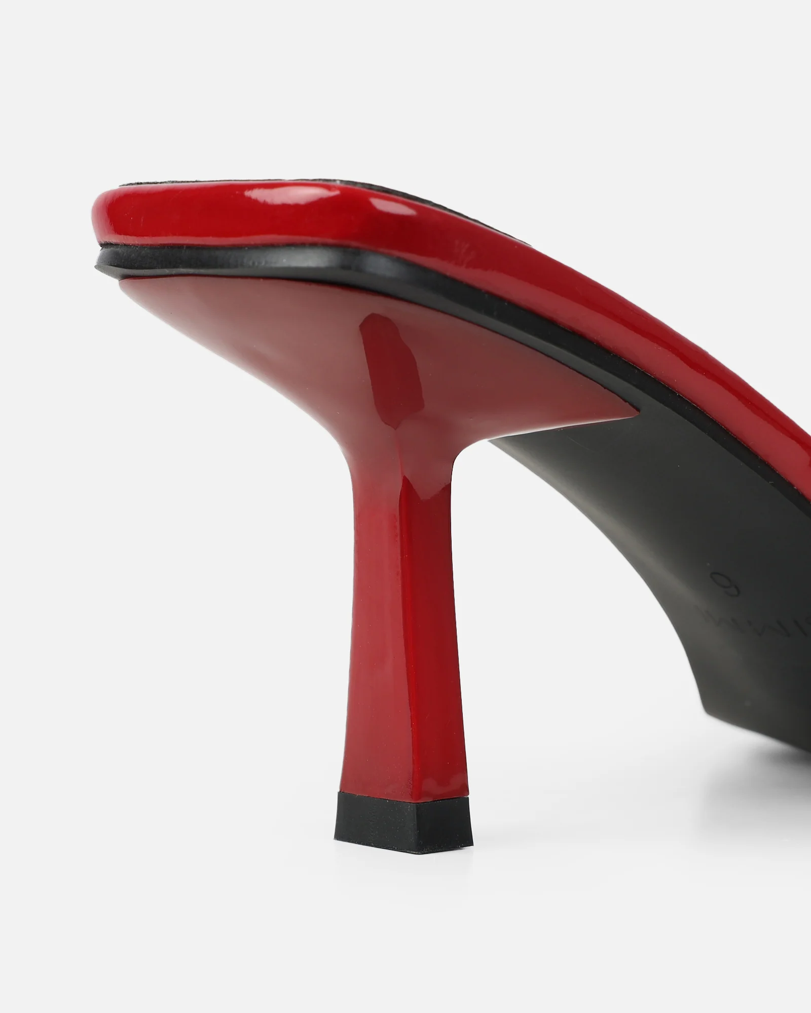 Bexley Dark Red Strap Detail Heeled Mules - Image 3