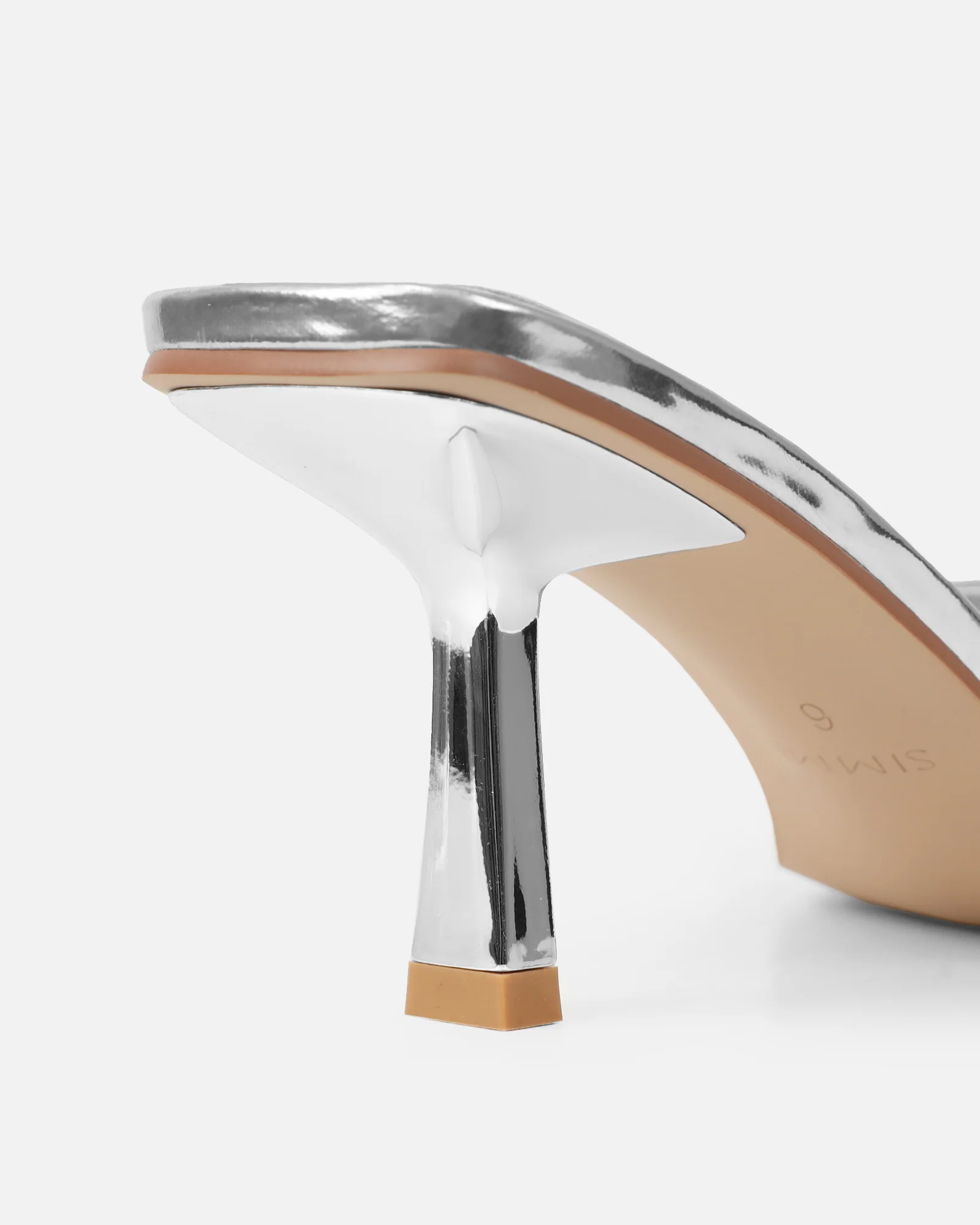 Bexley Silver Mirror Strap Detail Heeled Mules - Image 3