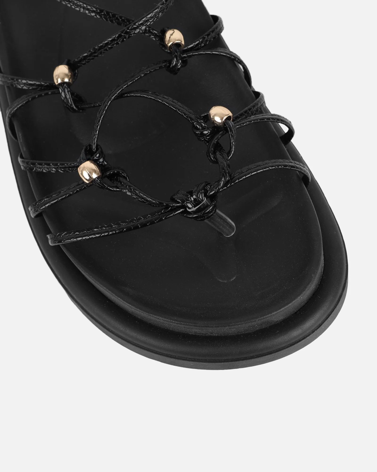 Billie Black Rope Tie Up Sandals - Image 4