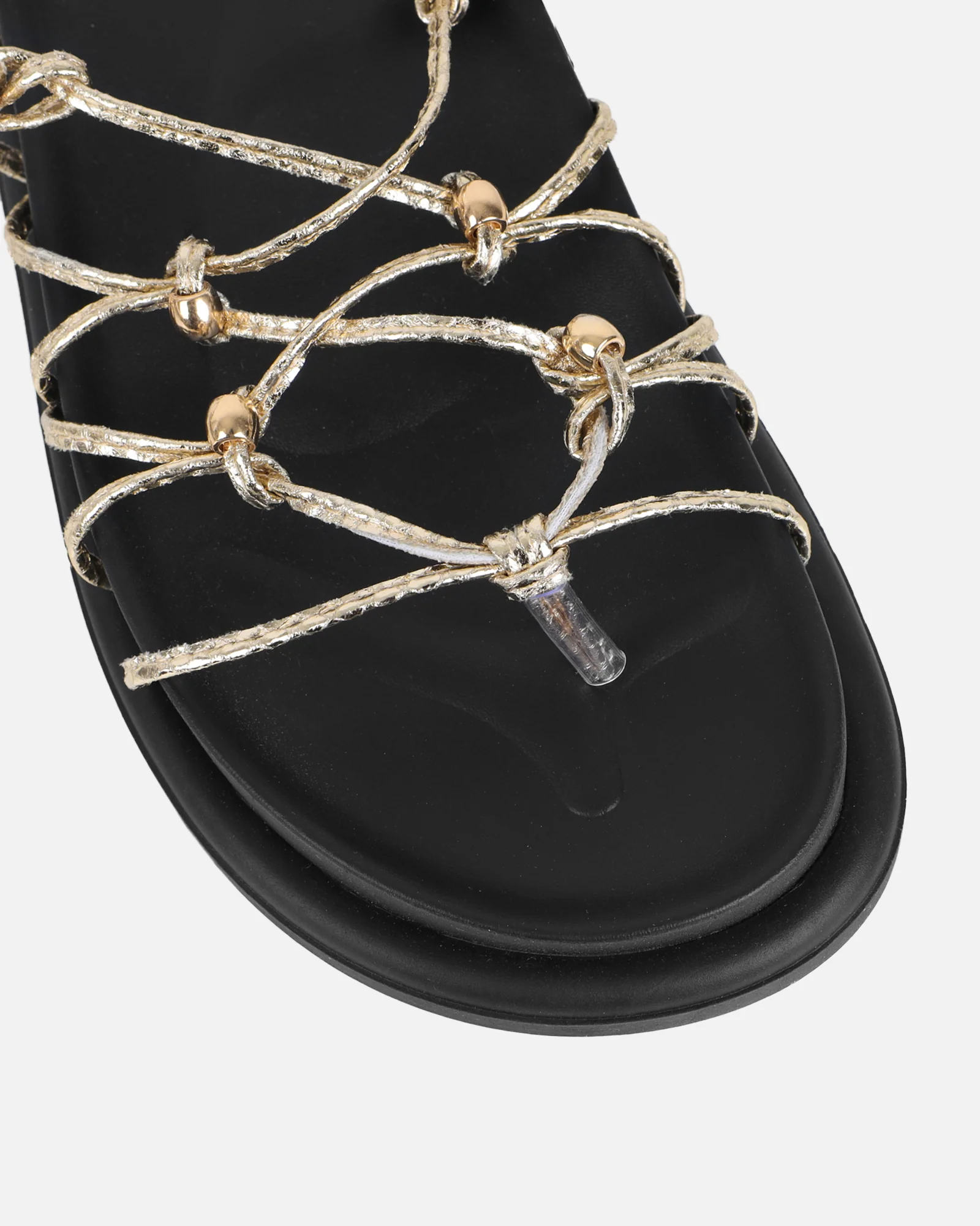 Billie Gold Rope Tie Up Sandals - Image 4