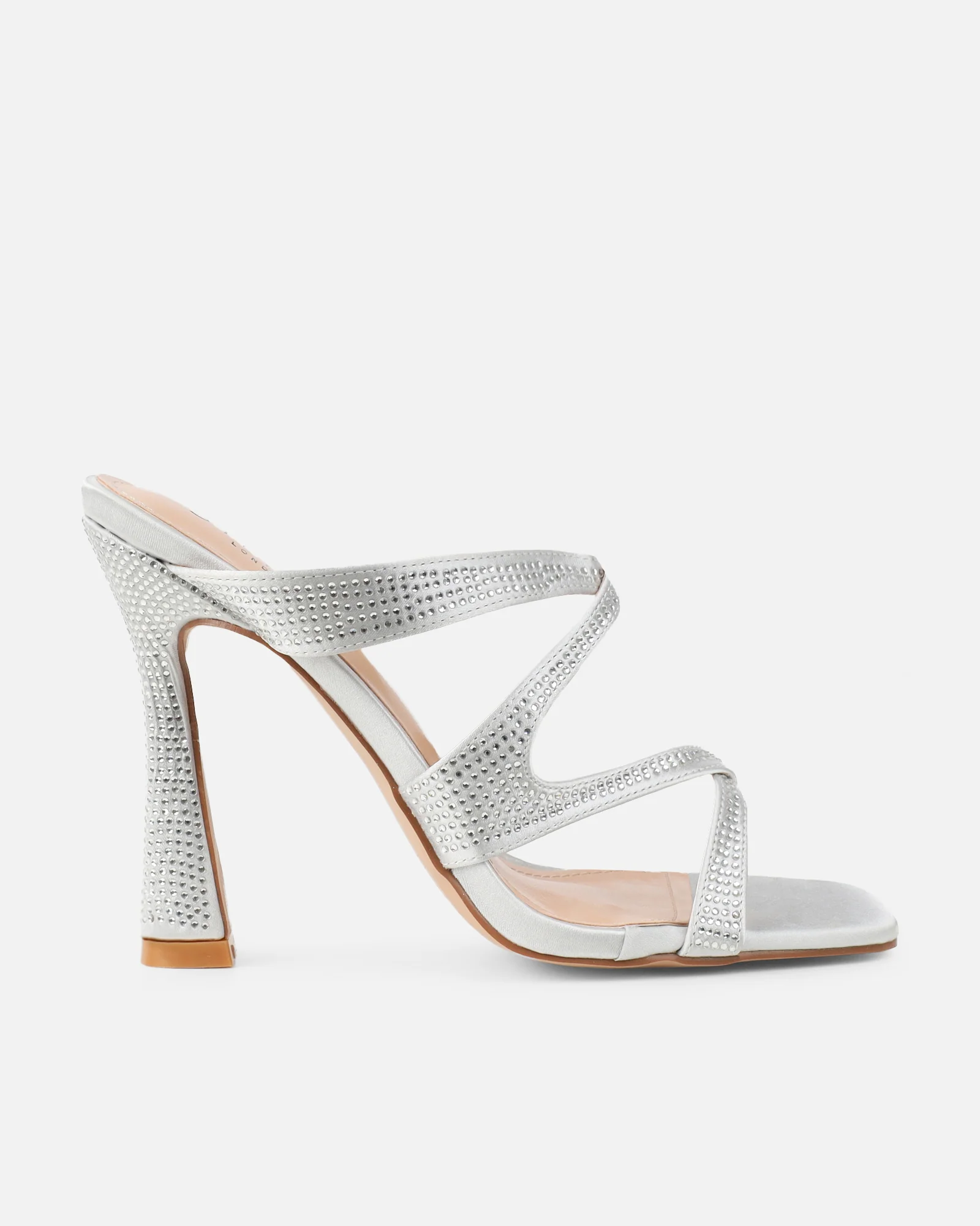 Pinky Silver Diamante Detail Heeled Sandals - Image 2
