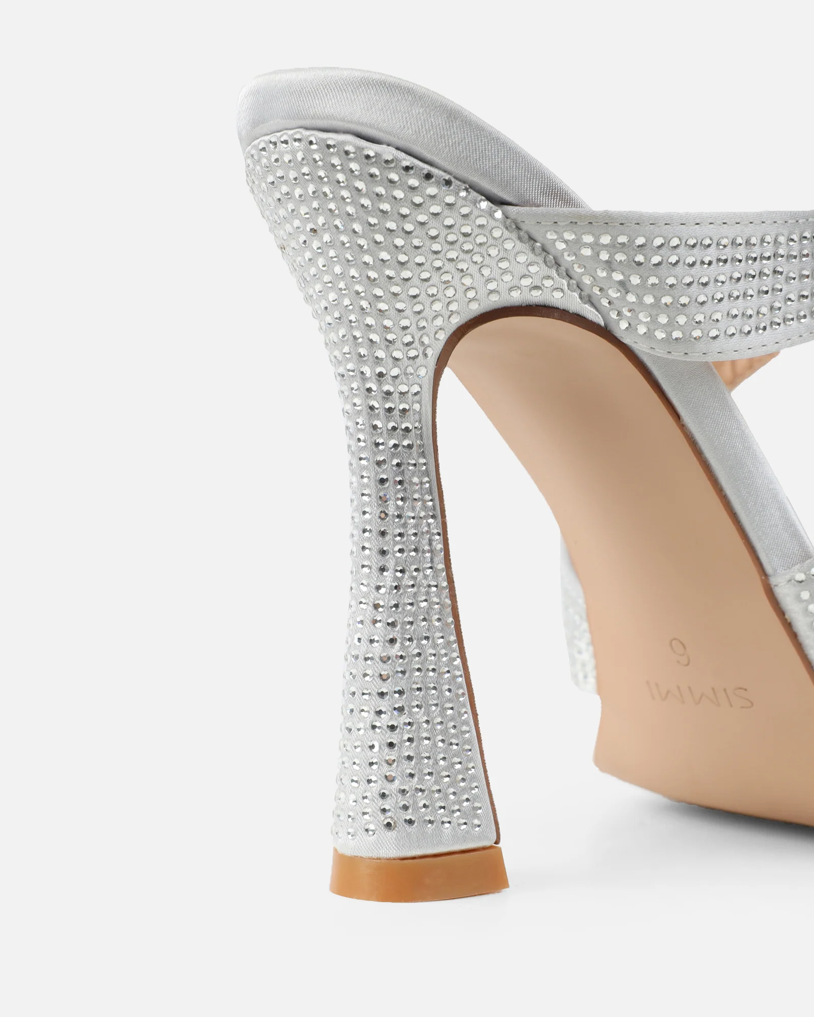 Pinky Silver Diamante Detail Heeled Sandals - Image 3