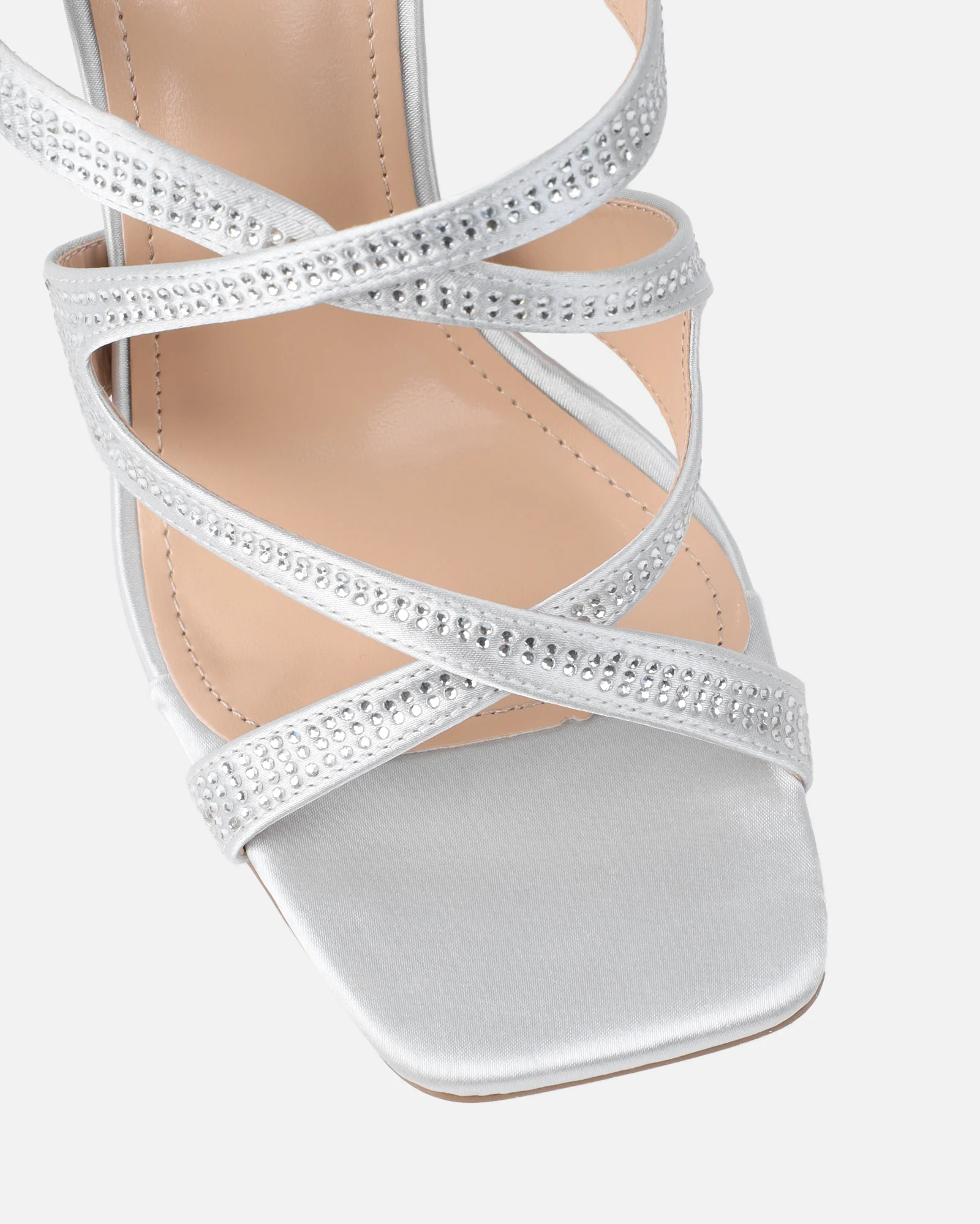 Pinky Silver Diamante Detail Heeled Sandals - Image 4