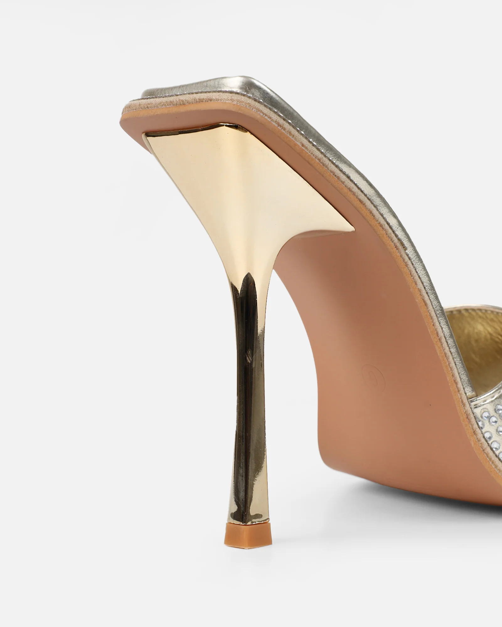 Birdie Gold Metallic Diamante Mules - Image 3