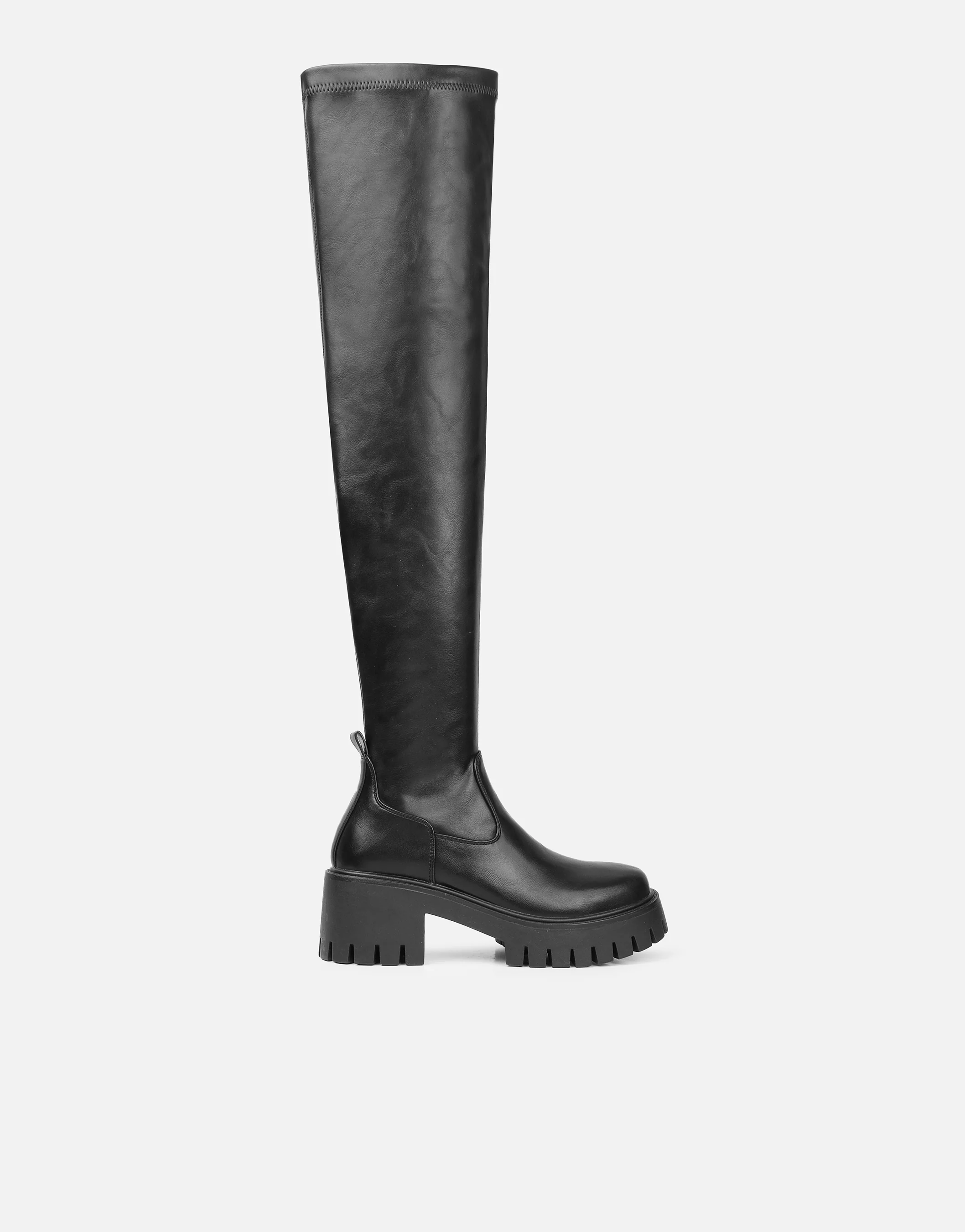 Bjorn Black Stretch Chunky Over The Knee Boots - Image 2