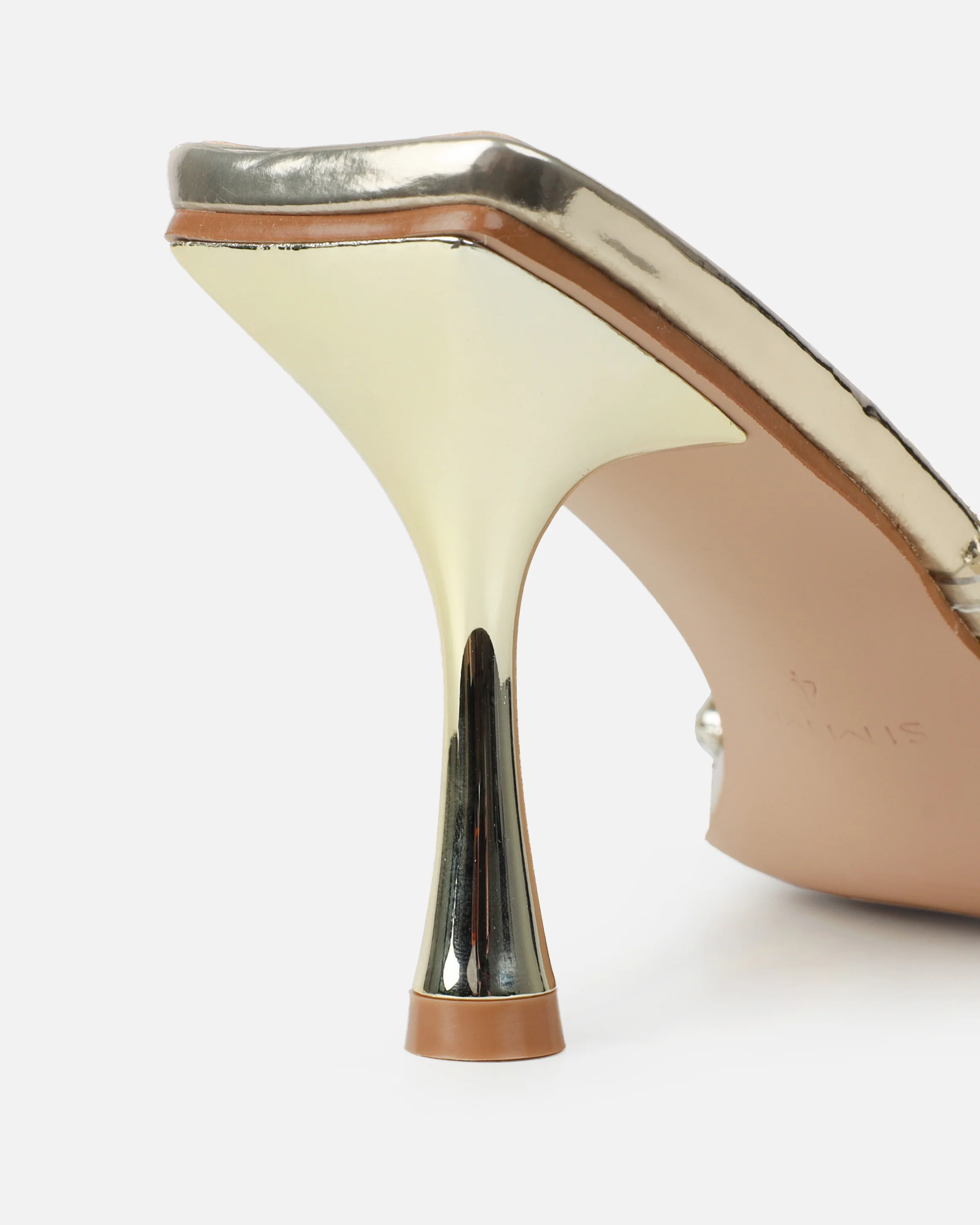Blushing Gold Mirror Diamante Mid Heel Mules - Image 3