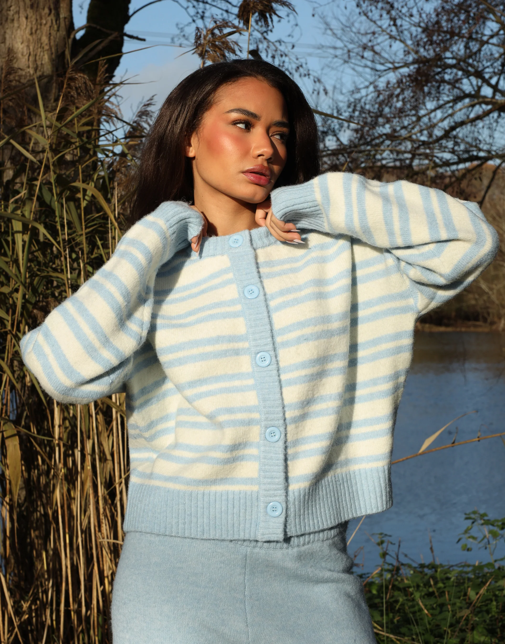 Bonnie Simmi Studio Stripe Cardigan in Blue