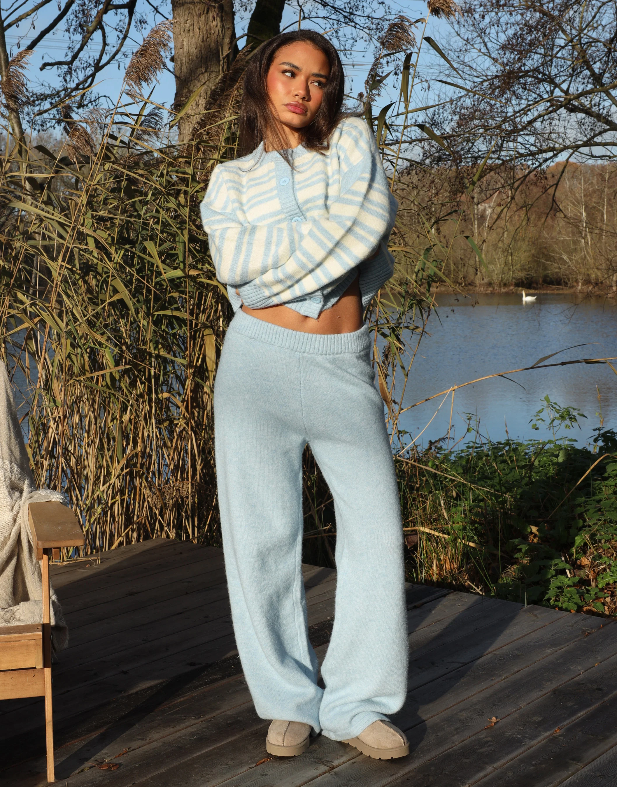 Bonnie Simmi Studio Stripe Cardigan in Blue - Image 2