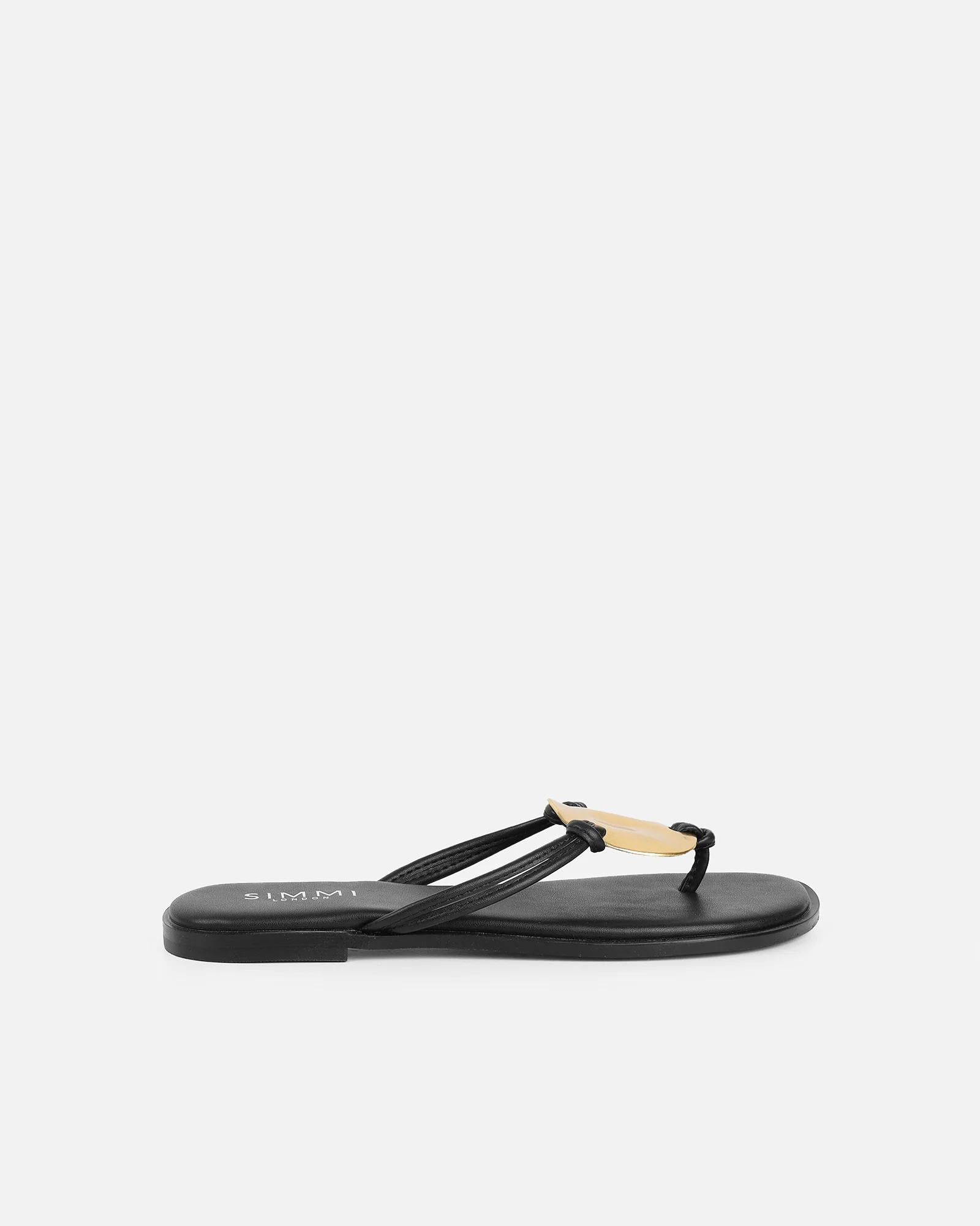 Bowe Black Gold Detail Toe Thong Sliders - Image 2